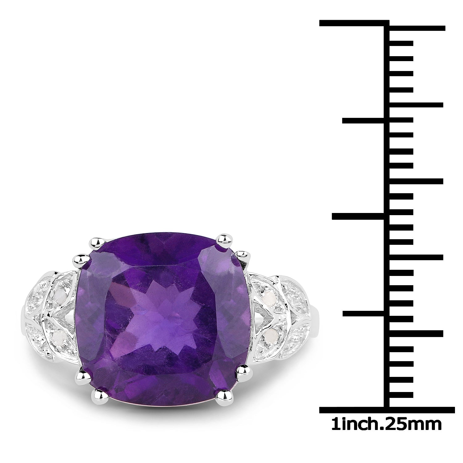5.87 Carat Genuine Amethyst and White Diamond .925 Sterling Silver Ring on sale at MyriadMart