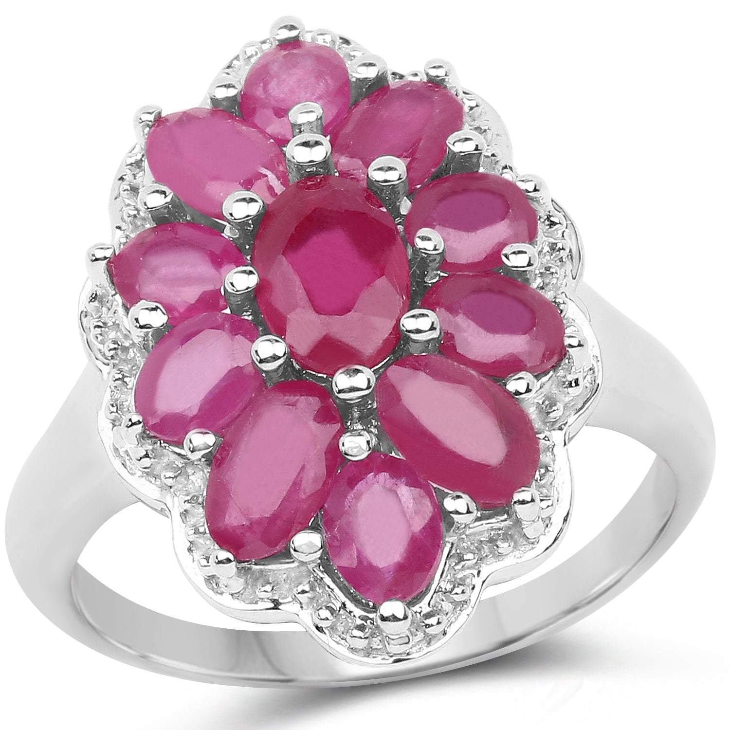 3.05 Carat Glass Filled Ruby .925 Sterling Silver Ring on sale at MyriadMart