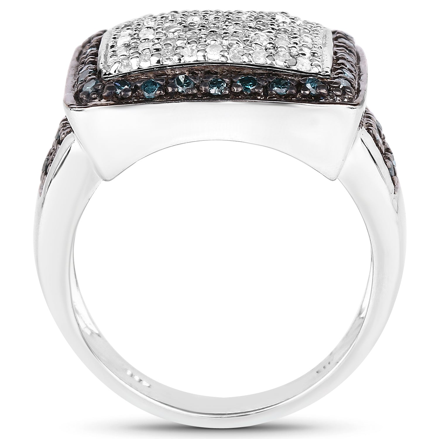 0.64 Carat Genuine White Diamond and Blue Diamond .925 Sterling Silver Ring on sale at MyriadMart