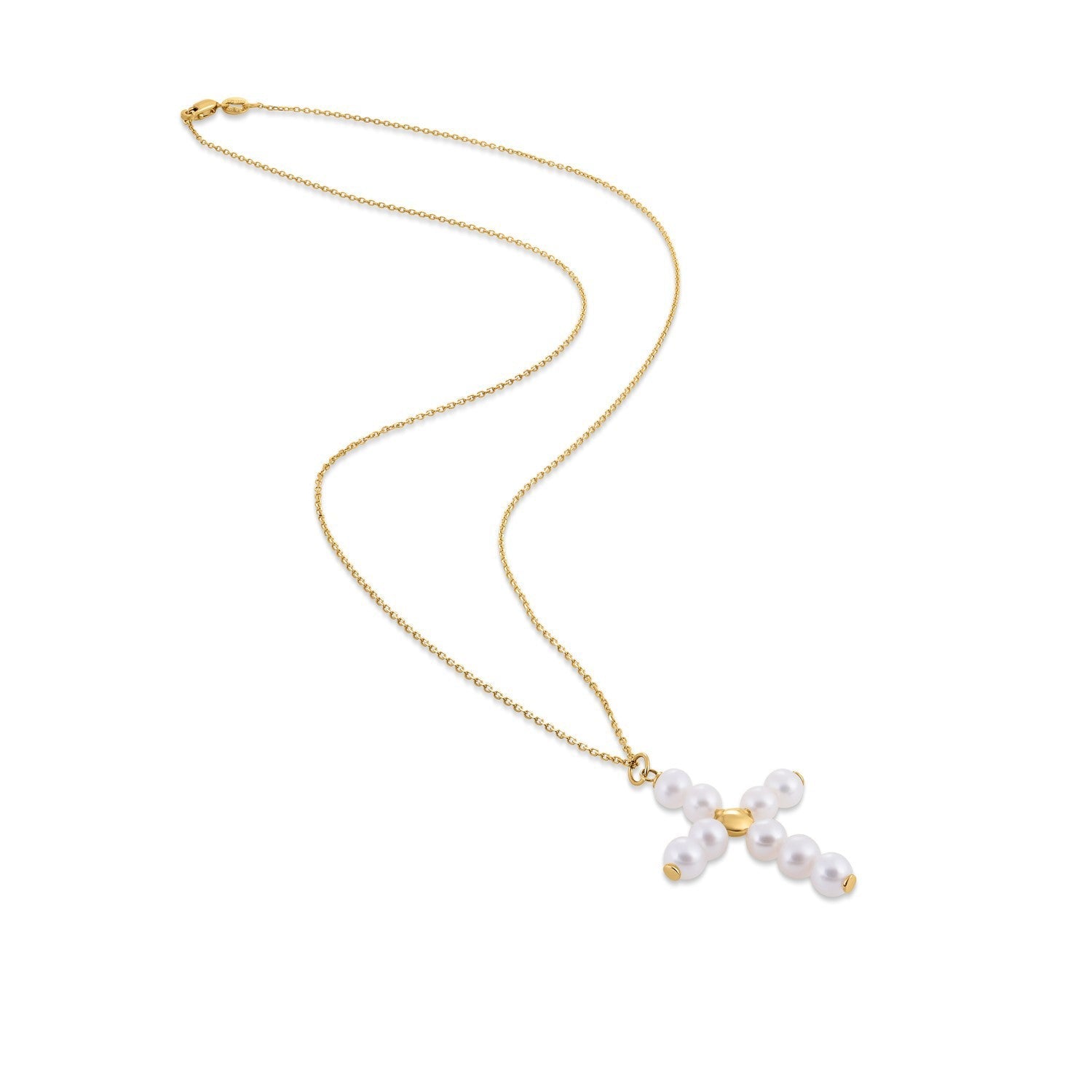 14k Yellow Gold Pearl Cross Pendant on sale at MyriadMart
