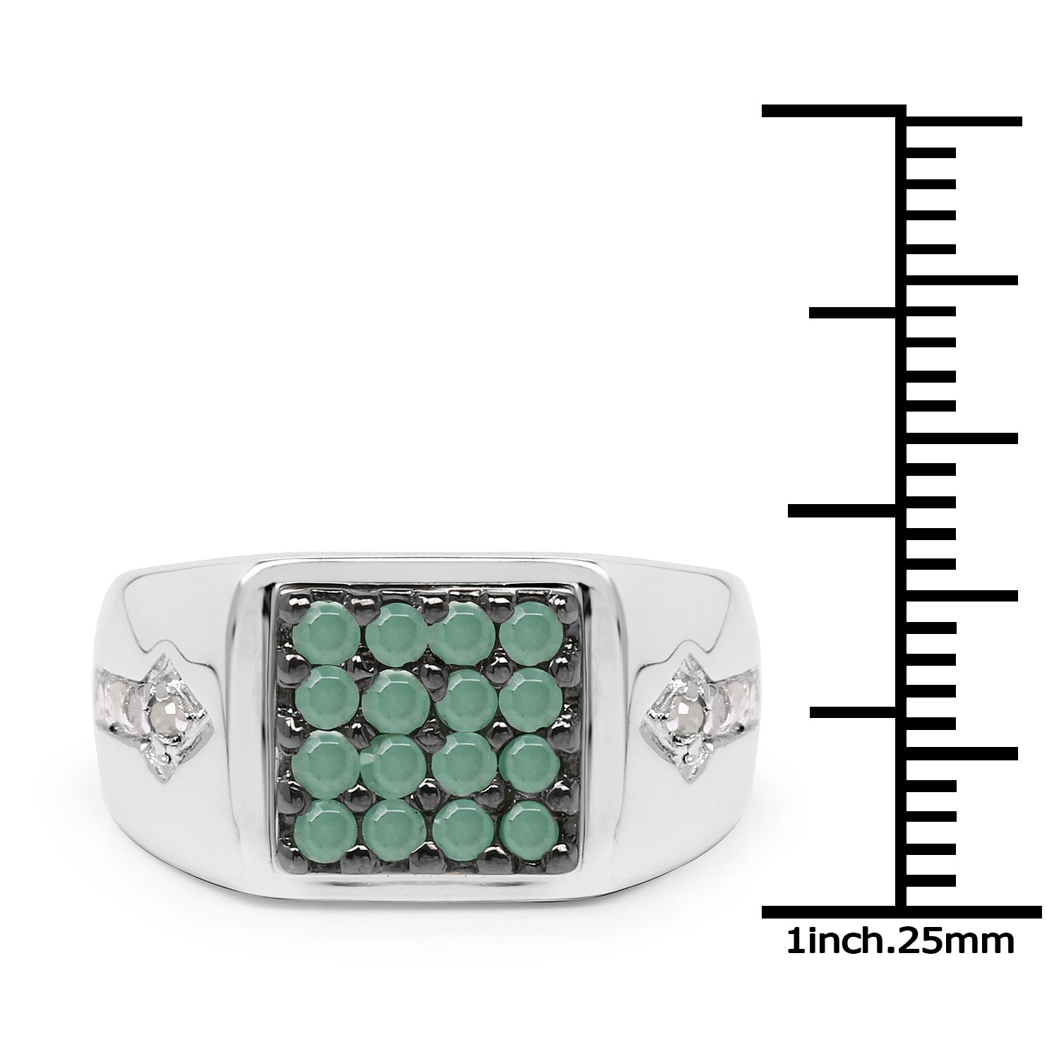 0.60 Carat Genuine Emerald & White Diamond .925 Sterling Silver Ring on sale at MyriadMart