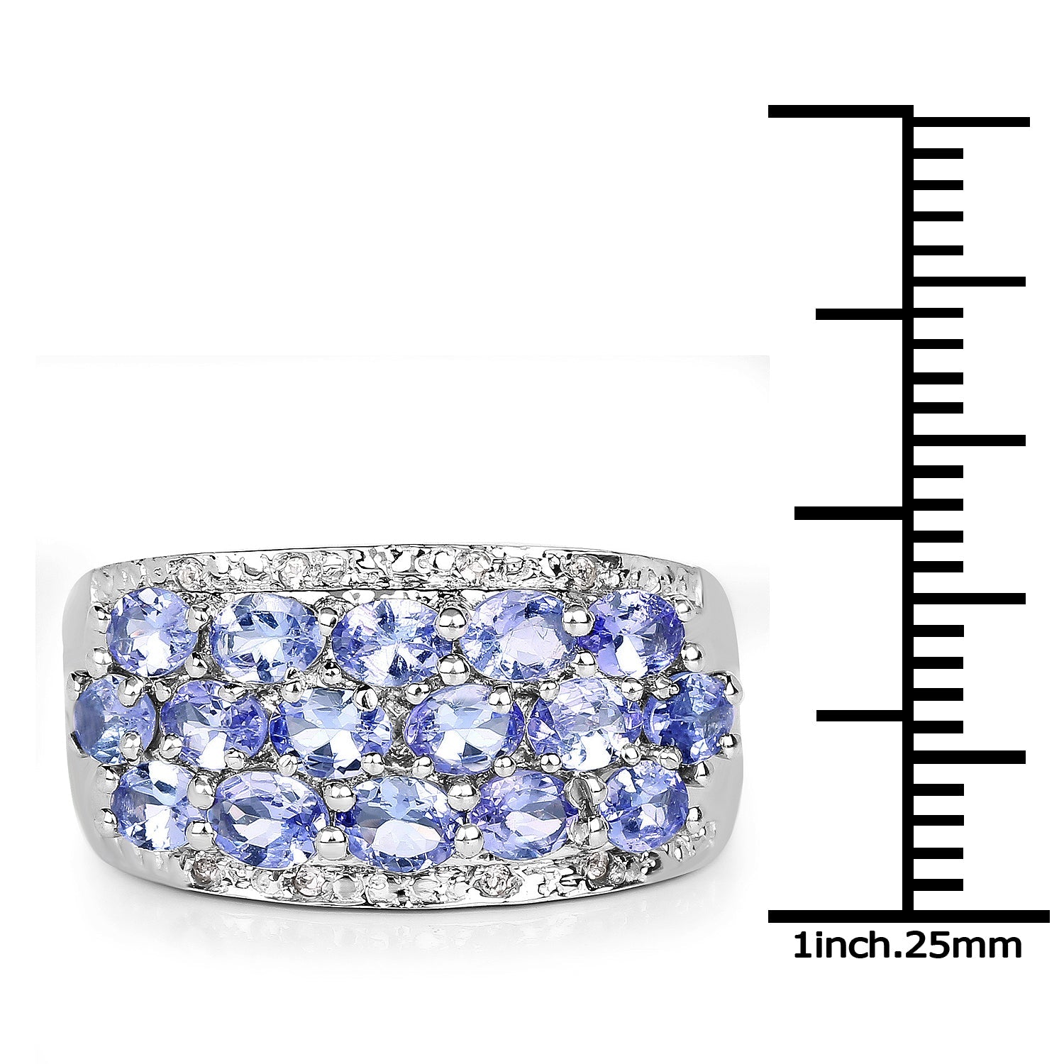 2.76 Carat Genuine Tanzanite and White Topaz .925 Sterling Silver Ring on sale at MyriadMart