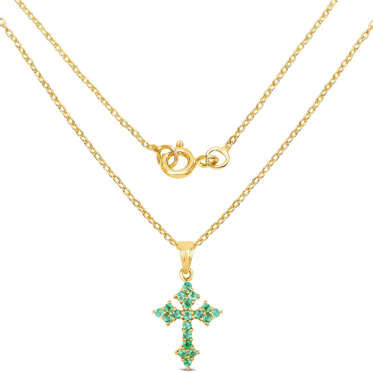 14K Yellow Gold Plated 1.05 Carat Genuine Zambian Emerald .925 Sterling Silver Pendant on sale at MyriadMart