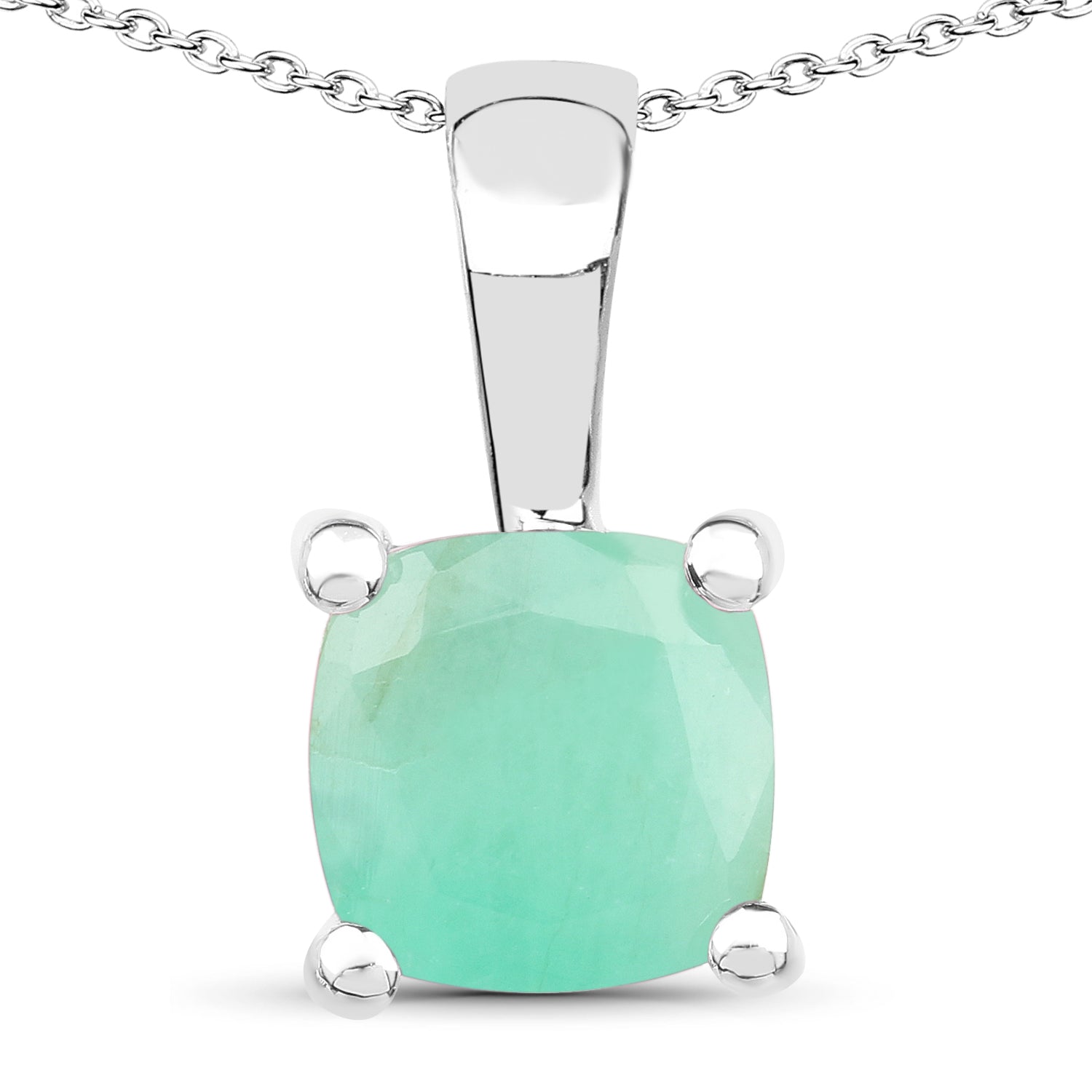 3.00 Carat Genuine Emerald, Glass Filled Ruby & Glass Filled Sapphire .925 Sterling Silver Pendant on sale at MyriadMart