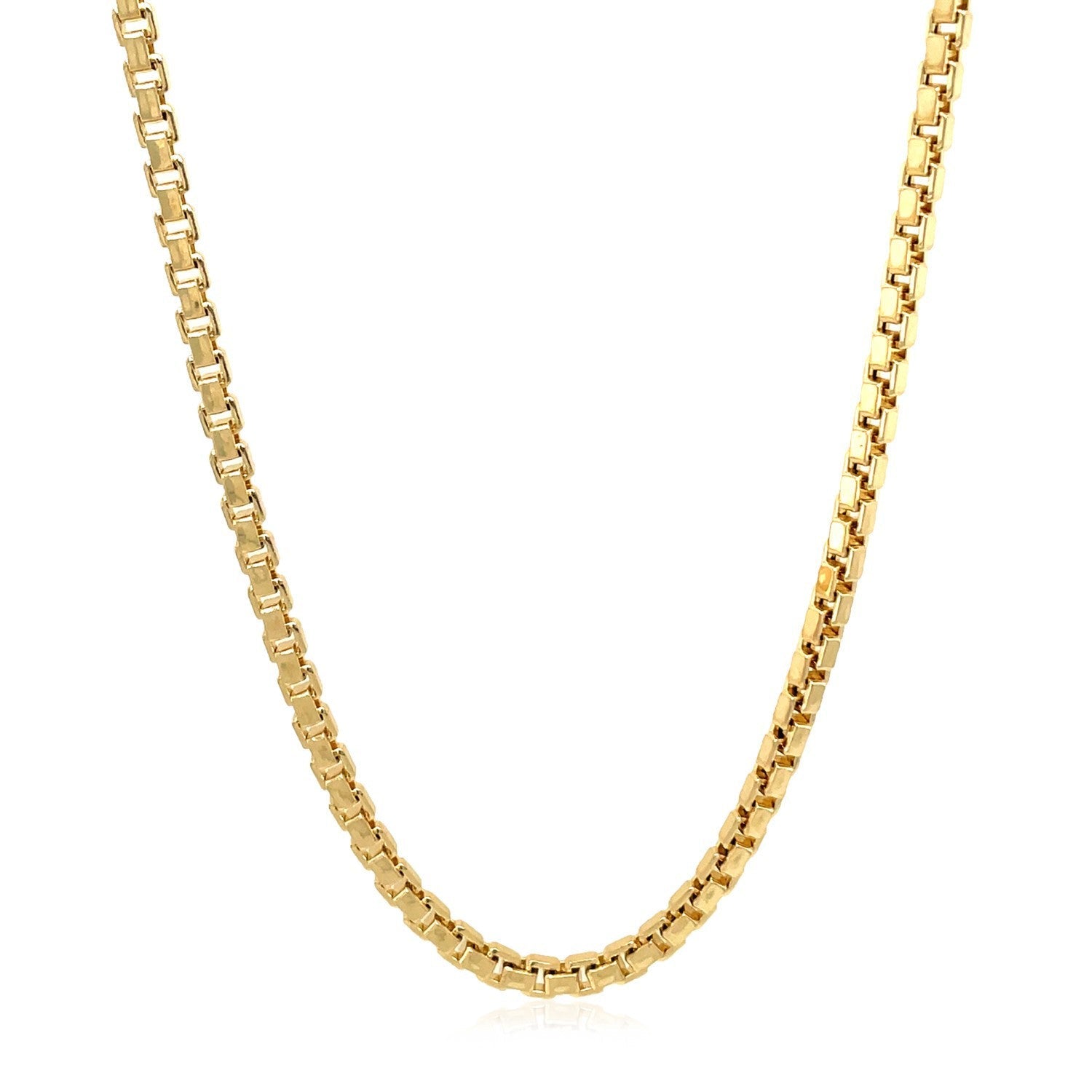 2.5mm 14k Yellow Gold Semi Solid Box Chain on sale at MyriadMart