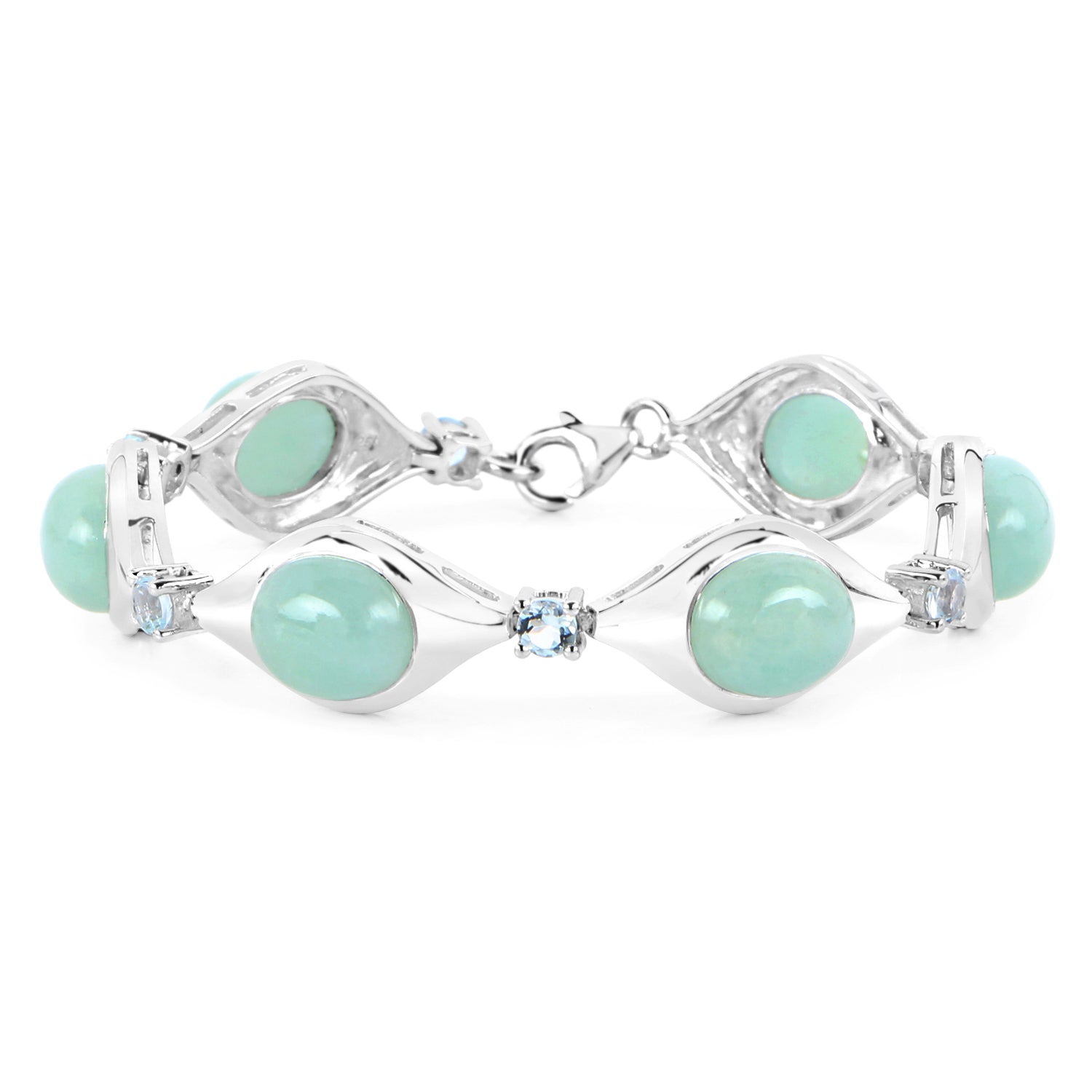 39.72 Carat Genuine Aquamarine .925 Sterling Silver Bracelet on sale at MyriadMart