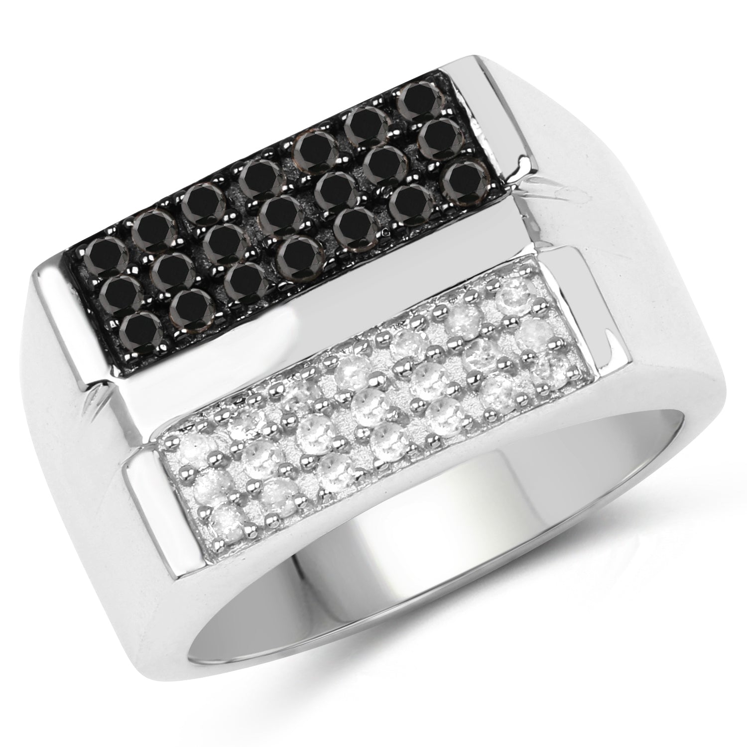 0.64 Carat Genuine Black Diamond and White Diamond .925 Sterling Silver Ring on sale at MyriadMart