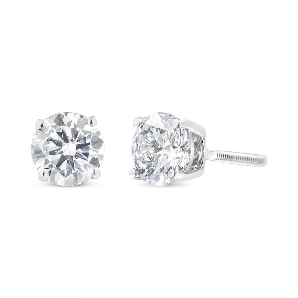 IGI Certified 14K White Gold 1 1/2 Cttw Lab Grown Diamond Solitaire Stud Earrings with Screwbacks H-I Color, VS1-VS2 Clarity on sale at MyriadMart