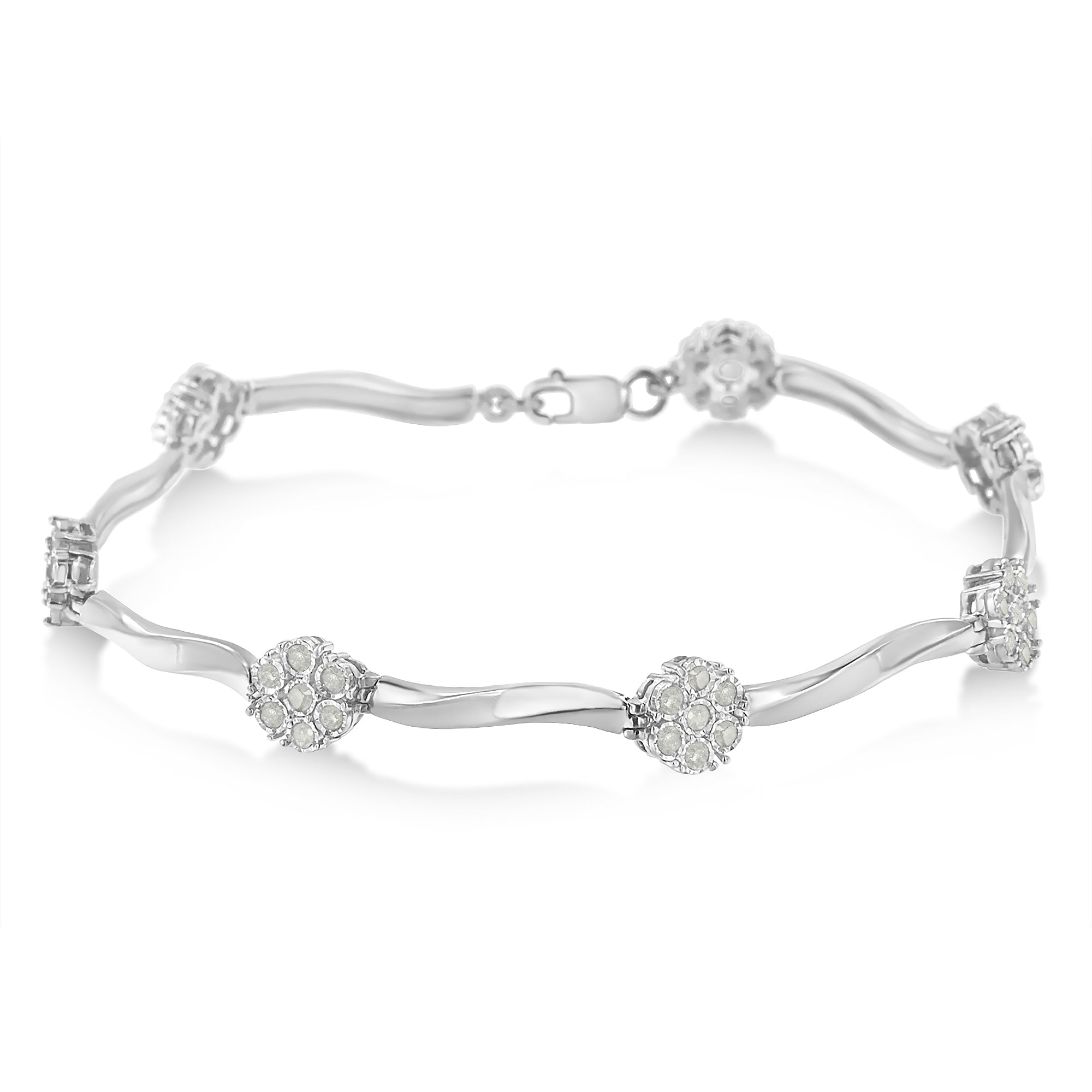 Sterling Silver Diamond Link Bracelet 1 cttw, H-I Color, I1-I2 Clarity on sale at MyriadMart