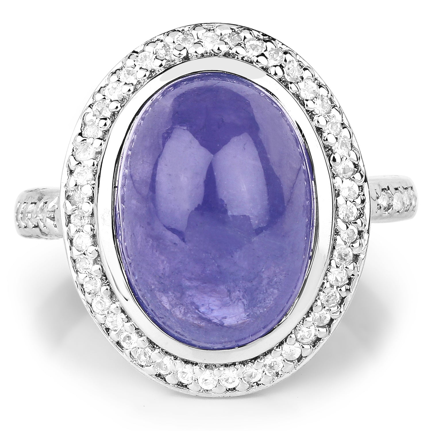 8.26 Carat Genuine Tanzanite & White Topaz .925 Sterling Silver Ring on sale at MyriadMart