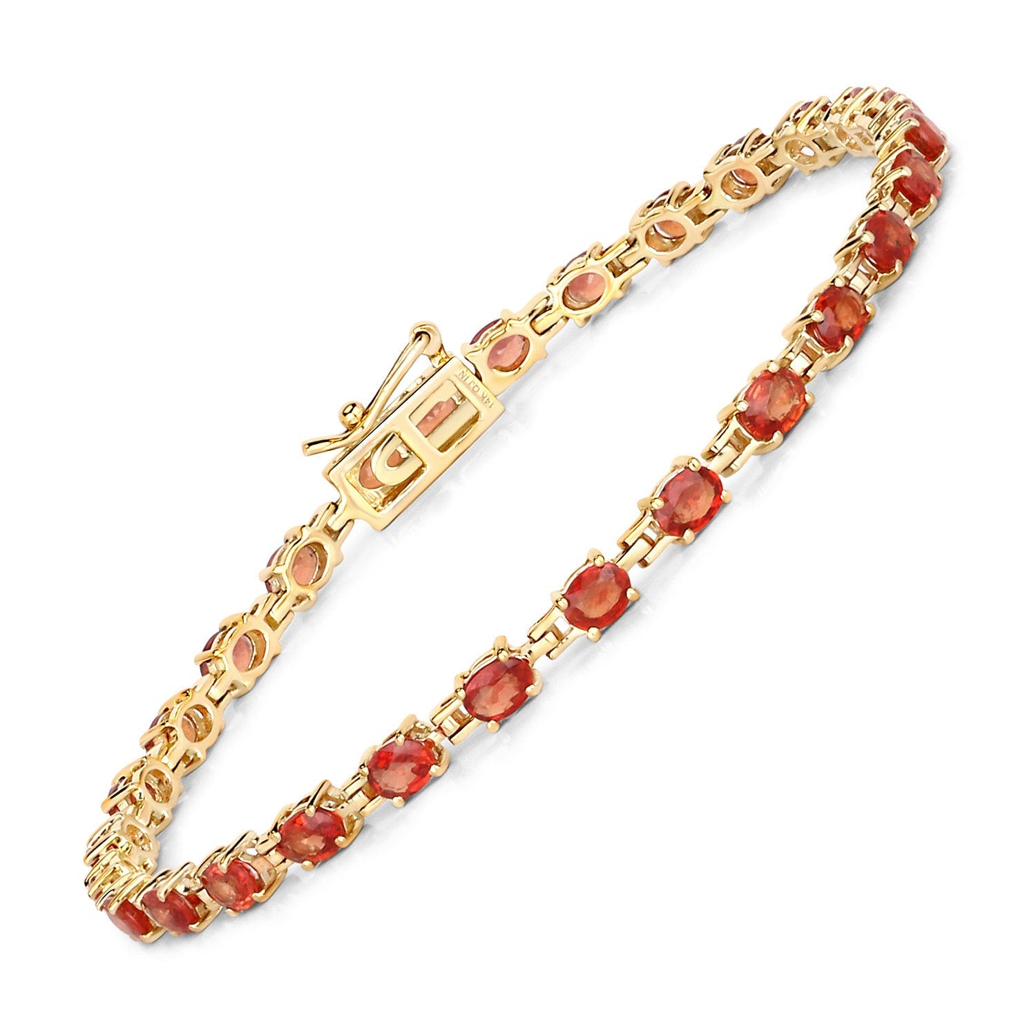 7.00 Carat Genuine Orange Sapphire 14K Yellow Gold Bracelet on sale at MyriadMart