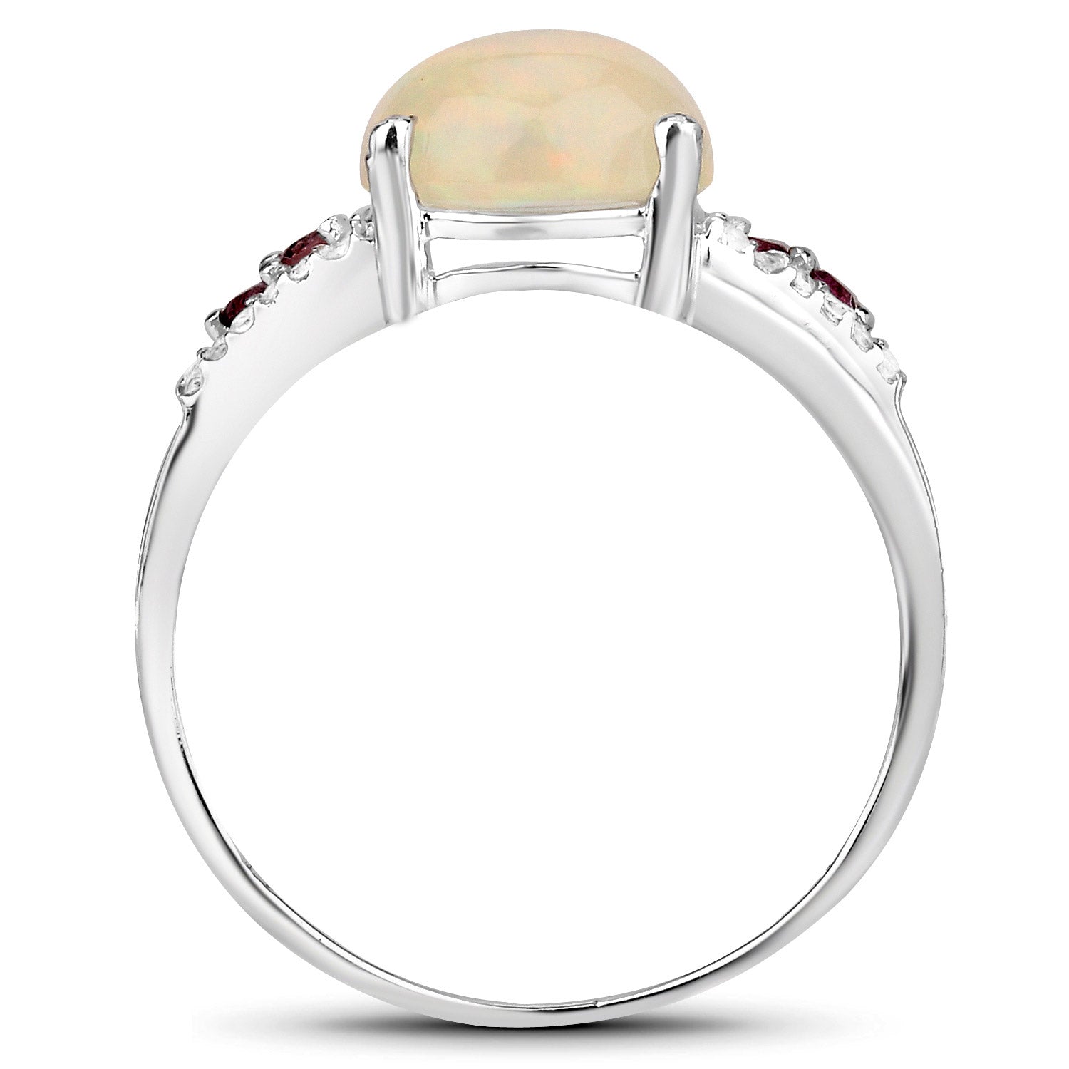2.05 Carat Genuine Ethiopian Opal, Pink Tourmaline and White Topaz .925 Sterling Silver Ring on sale at MyriadMart