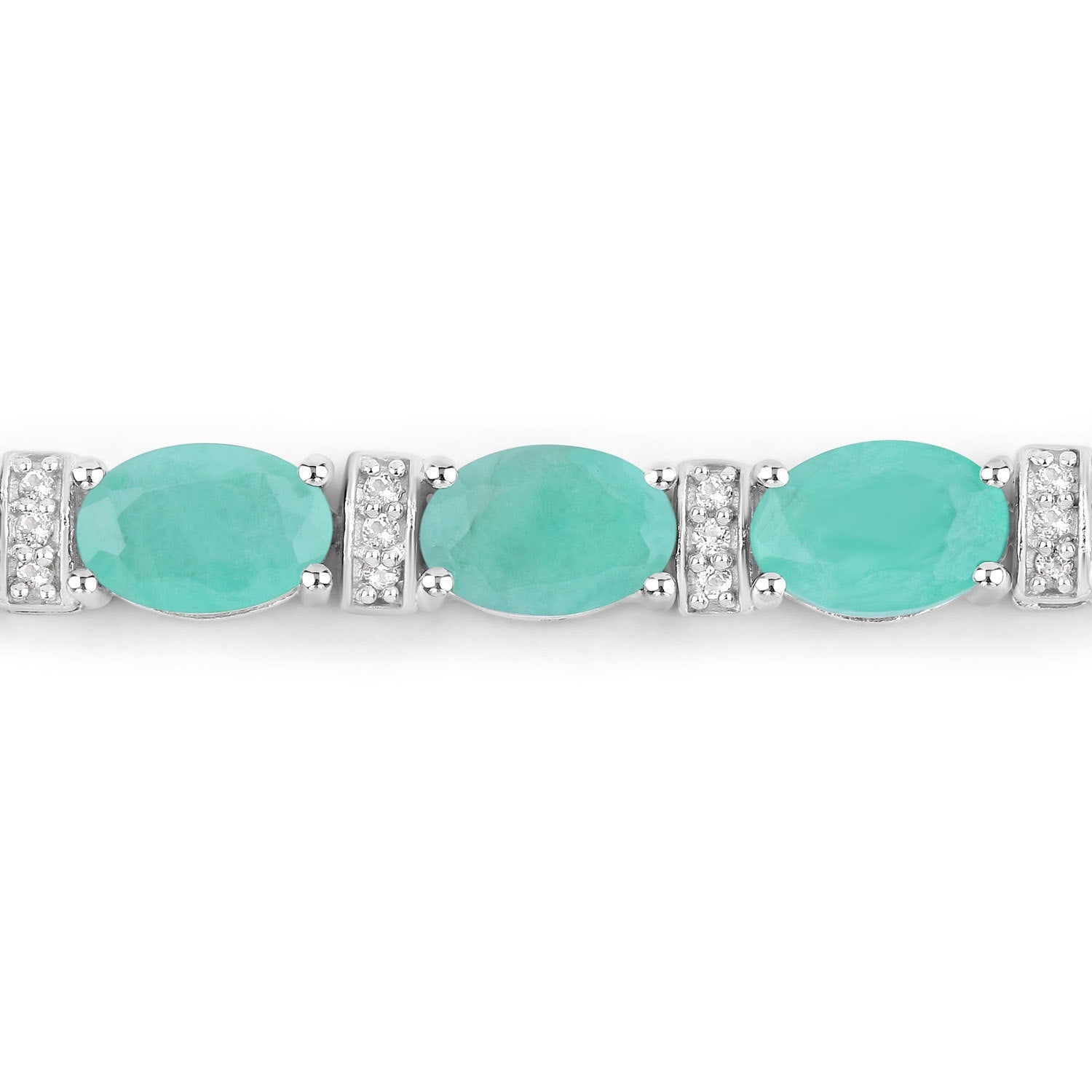 4.98 Carat Genuine Emerald and White Topaz .925 Sterling Silver Bracelet on sale at MyriadMart
