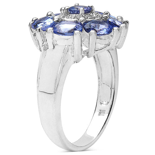 2.58 Carat Genuine Tanzanite & White Topaz .925 Sterling Silver Ring on sale at MyriadMart