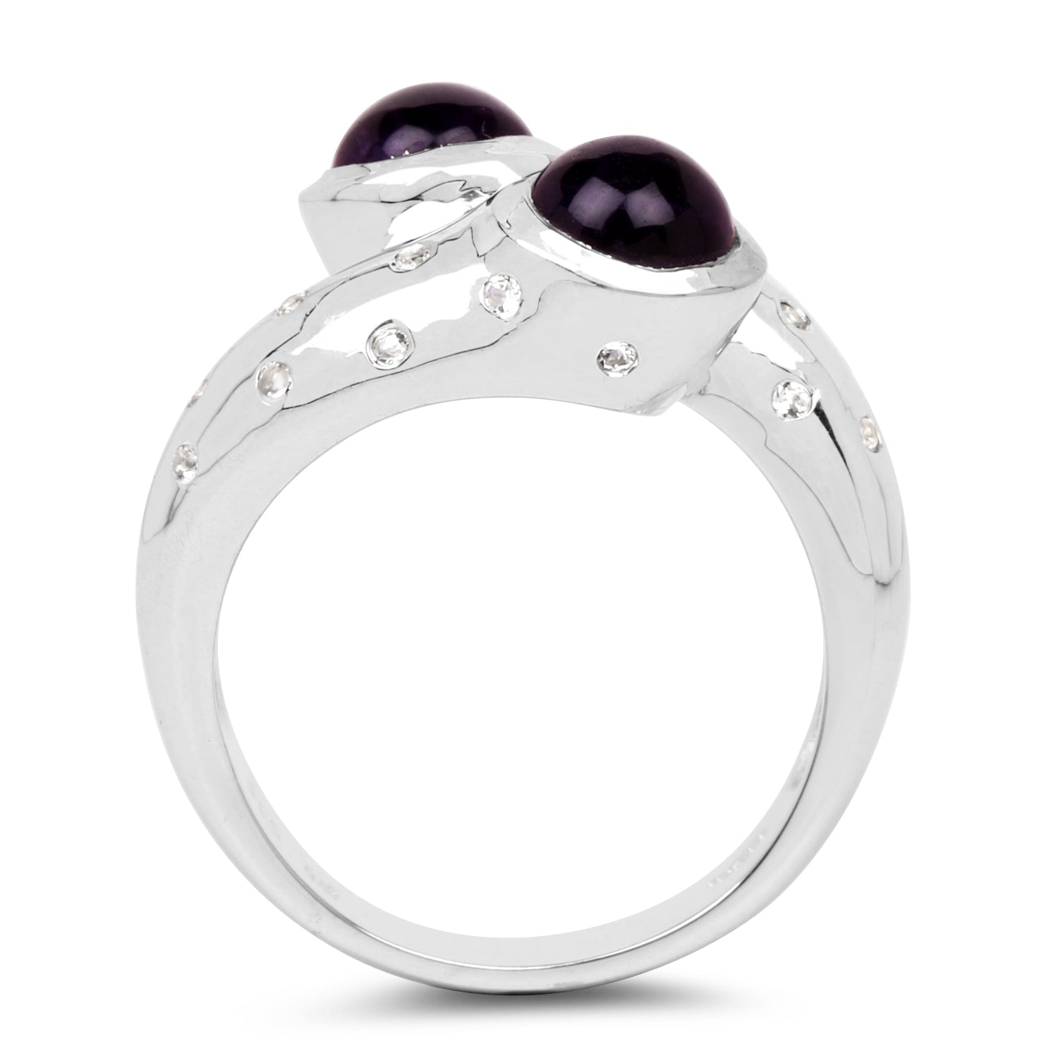 2.31 Carat Genuine Amethyst and White Topaz .925 Sterling Silver Ring on sale at MyriadMart