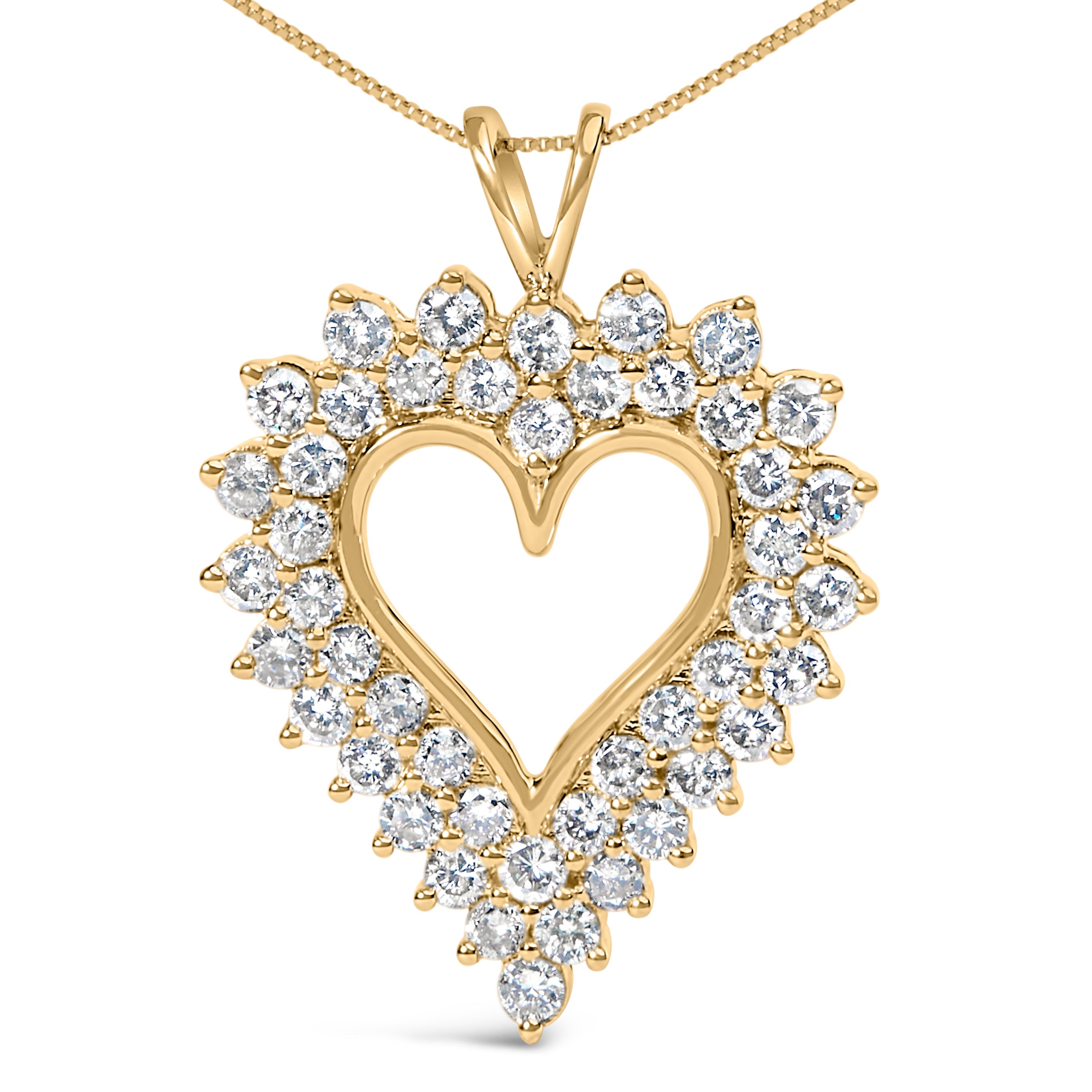 14K Yellow Gold Plated .925 Sterling Silver 3.00 Cttw Round Cut Diamond Cluster Heart 18" Pendant Necklace K-L Color, I1-I2 Clarity on sale at MyriadMart