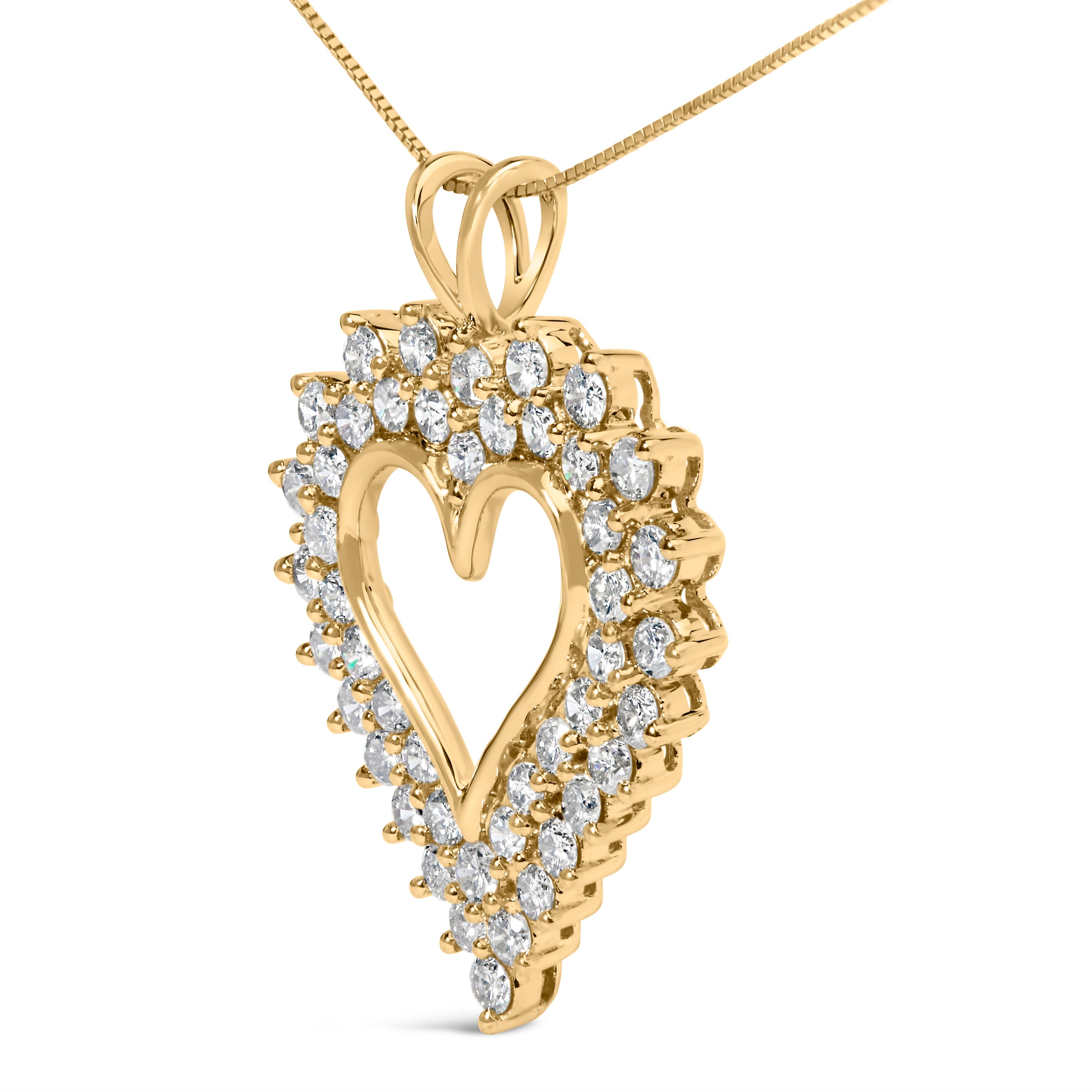 14K Yellow Gold Plated .925 Sterling Silver 3.00 Cttw Round Cut Diamond Cluster Heart 18" Pendant Necklace K-L Color, I1-I2 Clarity on sale at MyriadMart