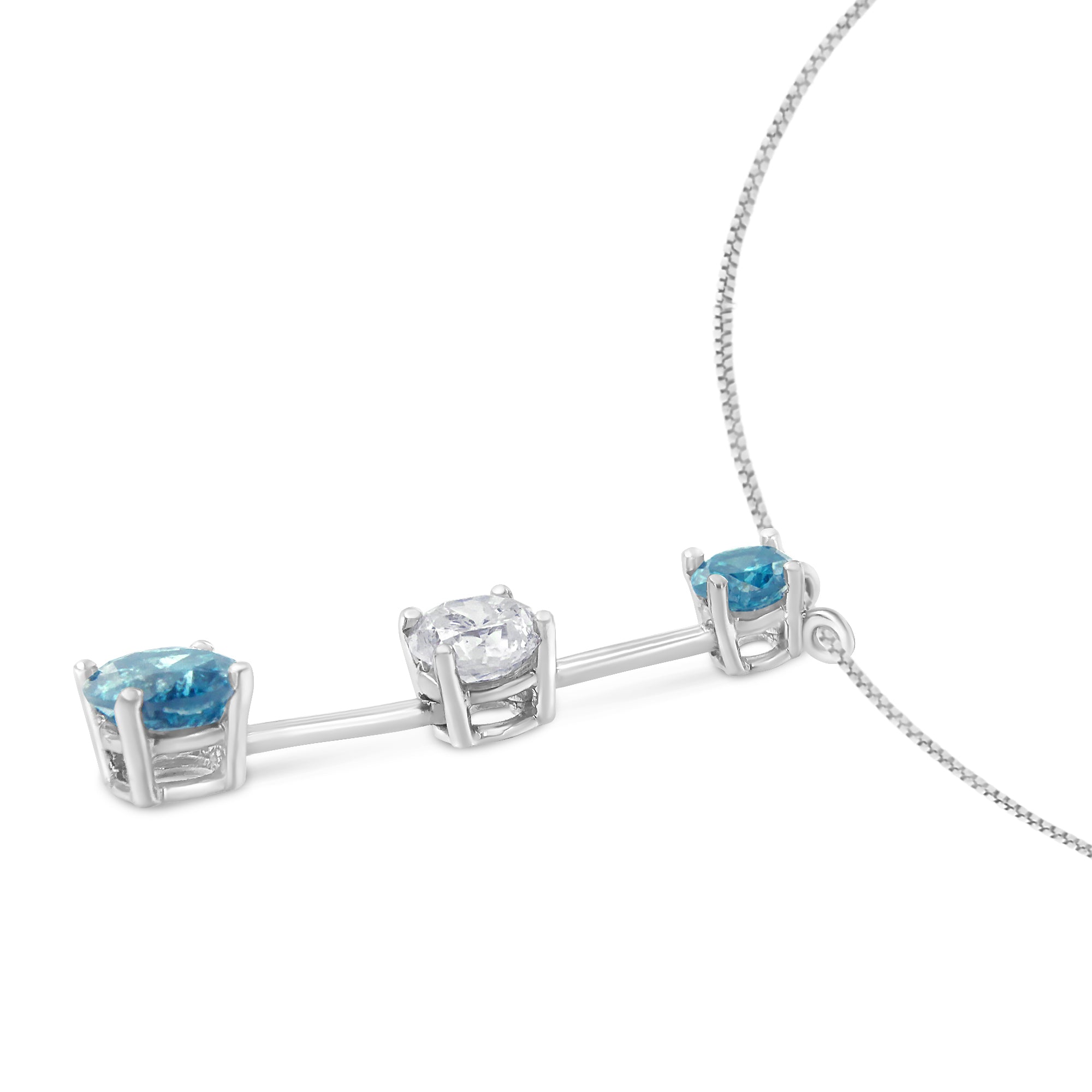 14K White Gold 1 1/2 cttw White and Treated Blue Diamond Pendant Necklace H-I, I1-I2 on sale at MyriadMart
