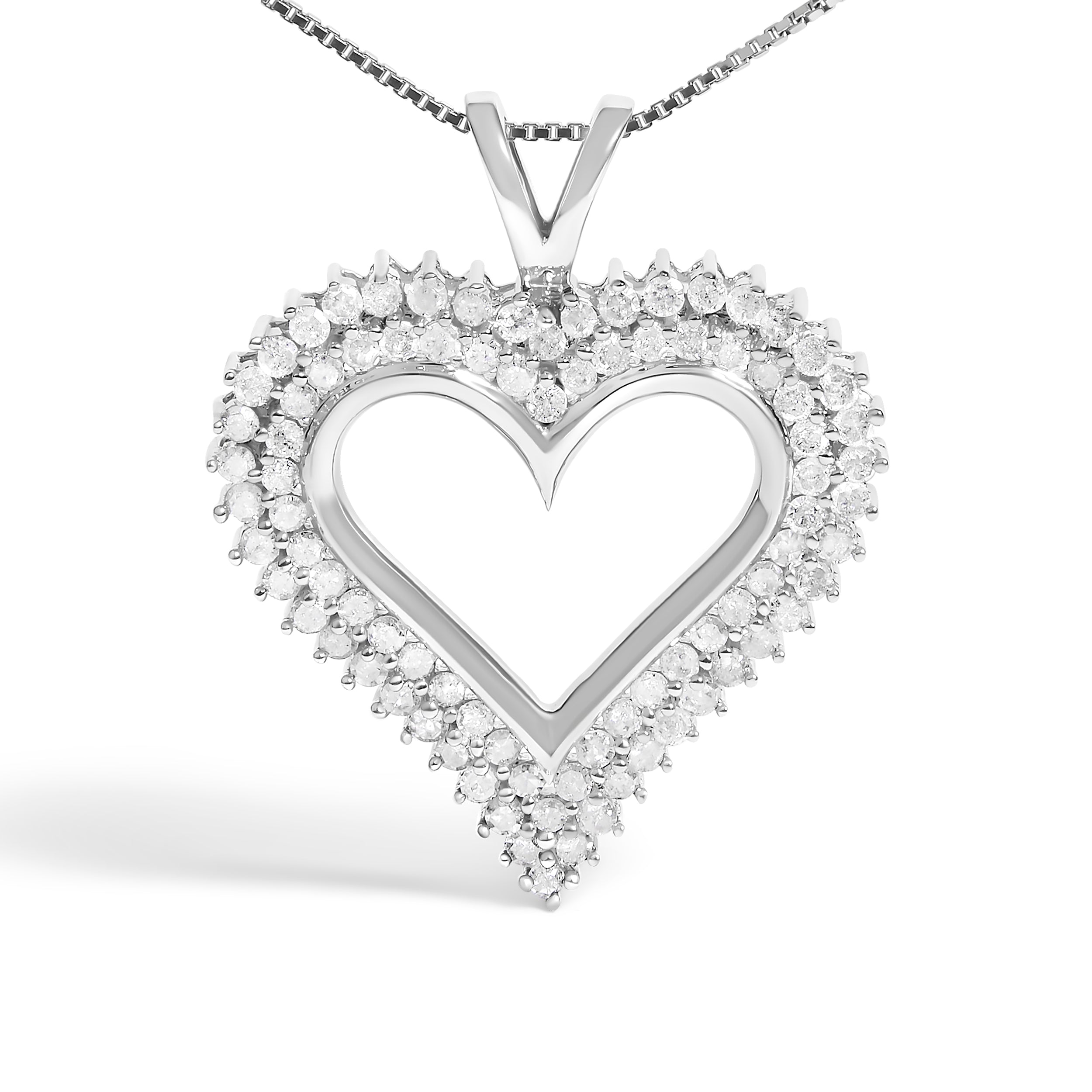 .925 Sterling Silver 1.00 Cttw Diamond Heart 18" Pendant Necklace I-J Color, I2-I3 Clarity on sale at MyriadMart