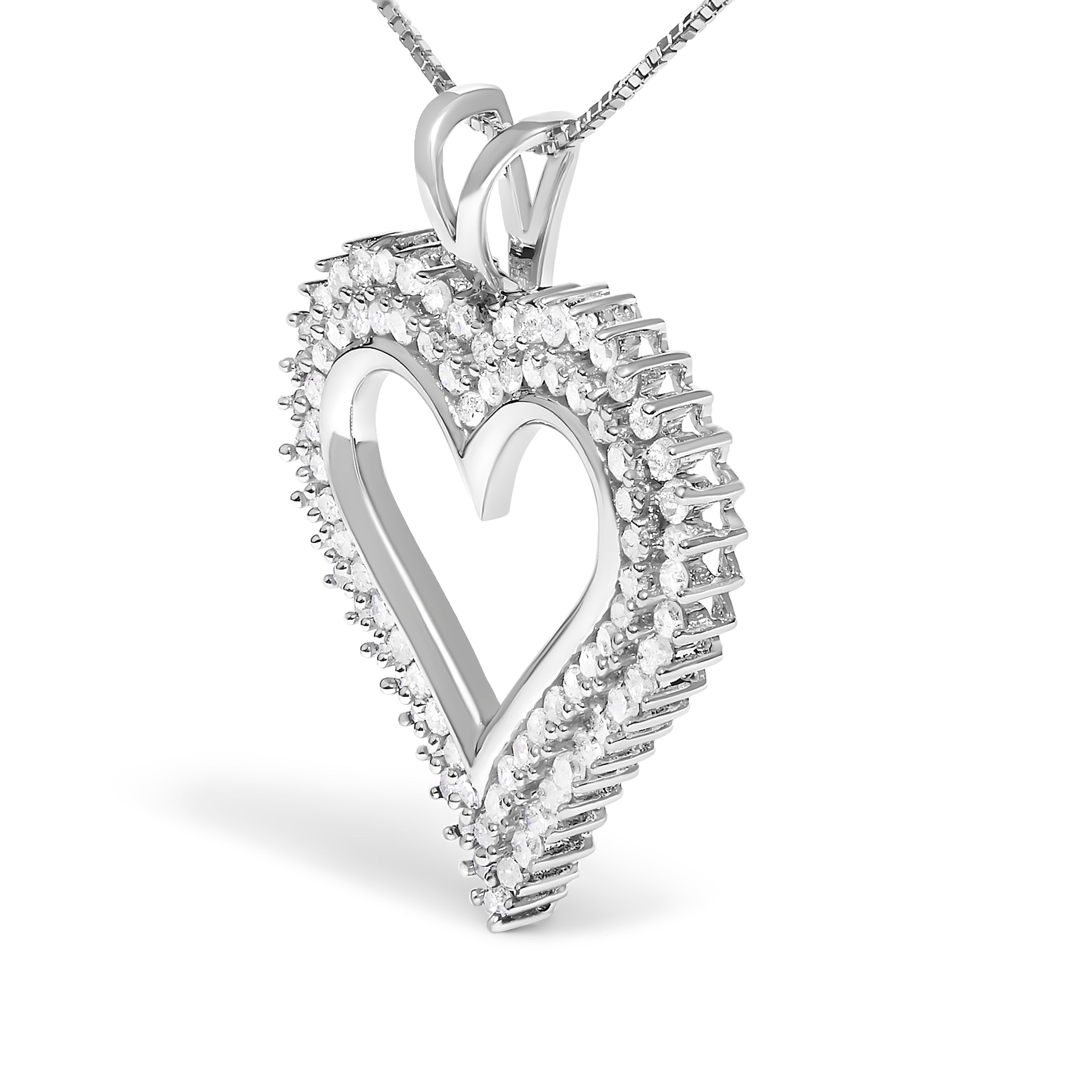 .925 Sterling Silver 1.00 Cttw Diamond Heart 18" Pendant Necklace I-J Color, I2-I3 Clarity on sale at MyriadMart