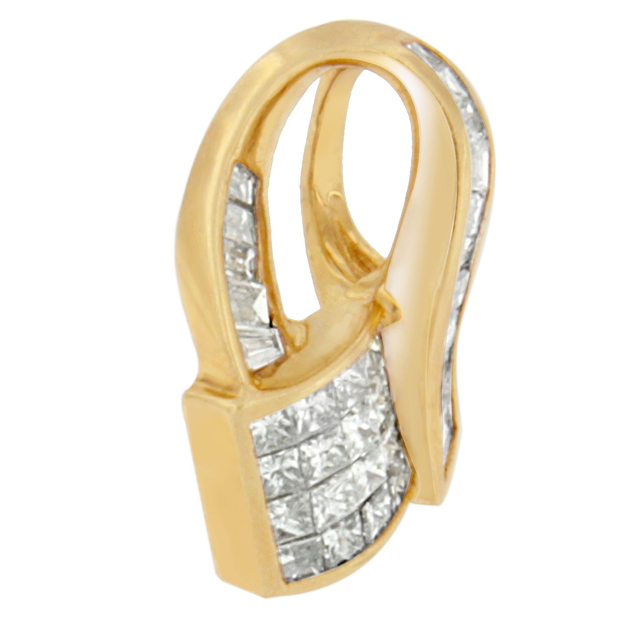 14k Yellow Gold 2.0 Cttw Princess and Baguette-cut Diamond Art Deco Inspired Pendant Necklace G-H Color, VS1-VS2 Clarity - 18 Inch on sale at MyriadMart