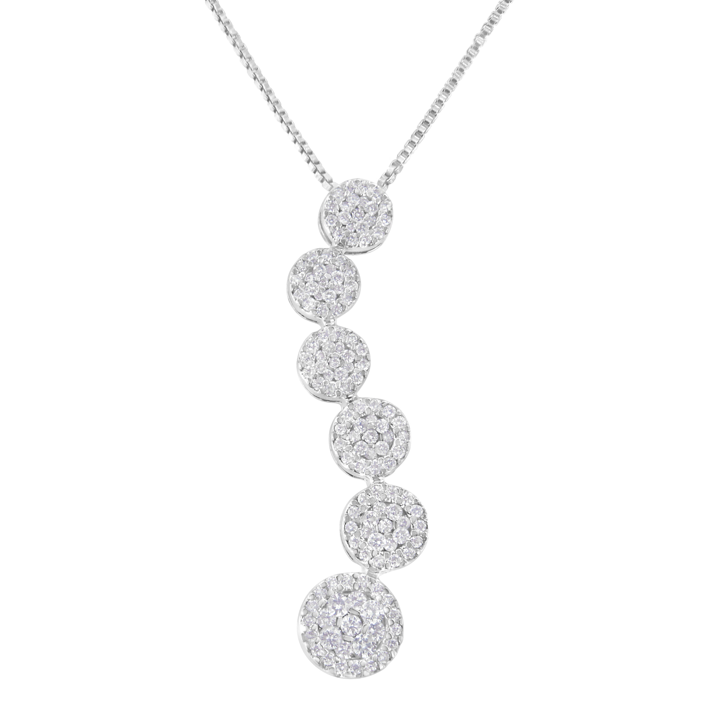14K White Gold 1 cttw Diamond Cluster Journey Pendant Necklace H-I, I1-I2 on sale at MyriadMart