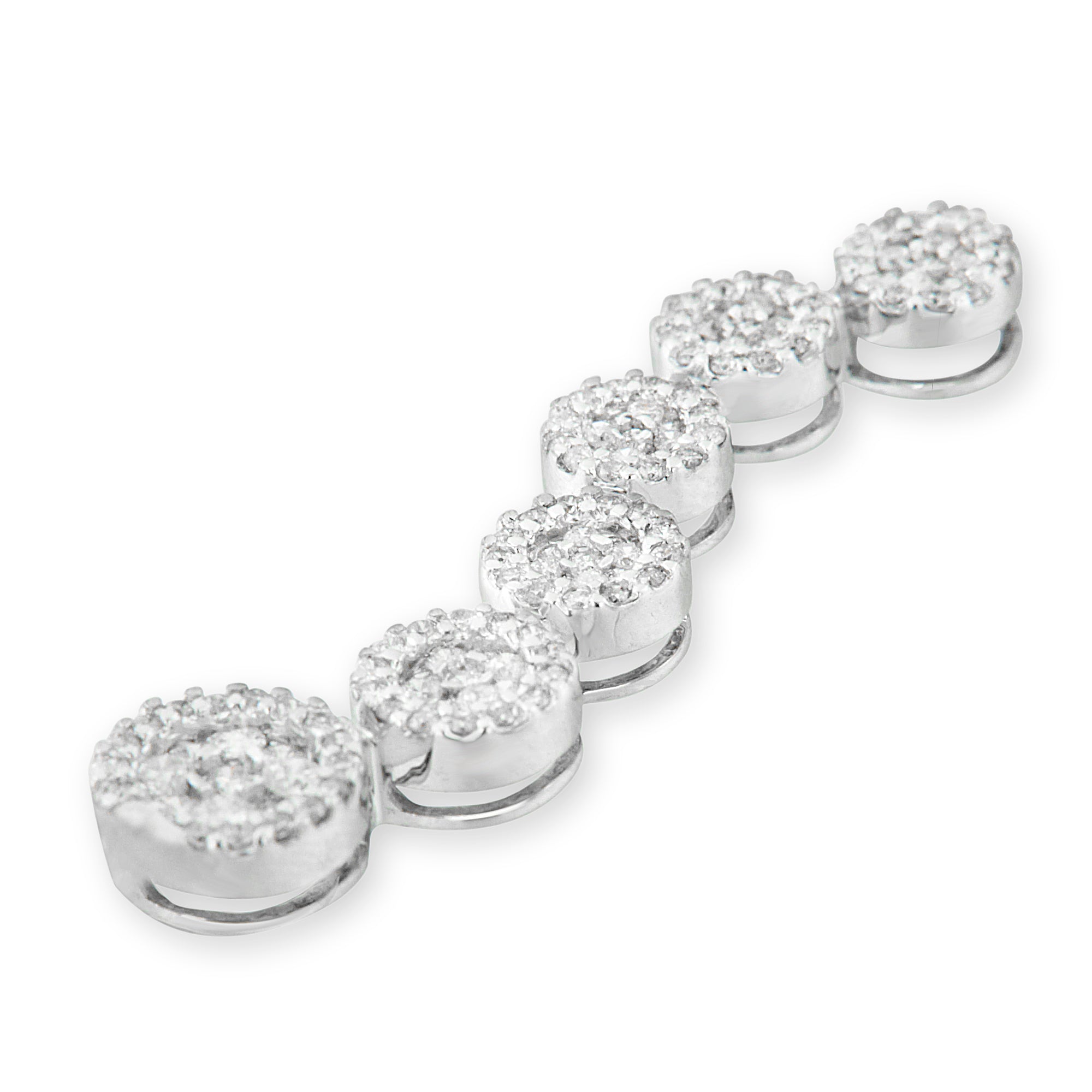 14K White Gold 1 cttw Diamond Cluster Journey Pendant Necklace H-I, I1-I2 on sale at MyriadMart