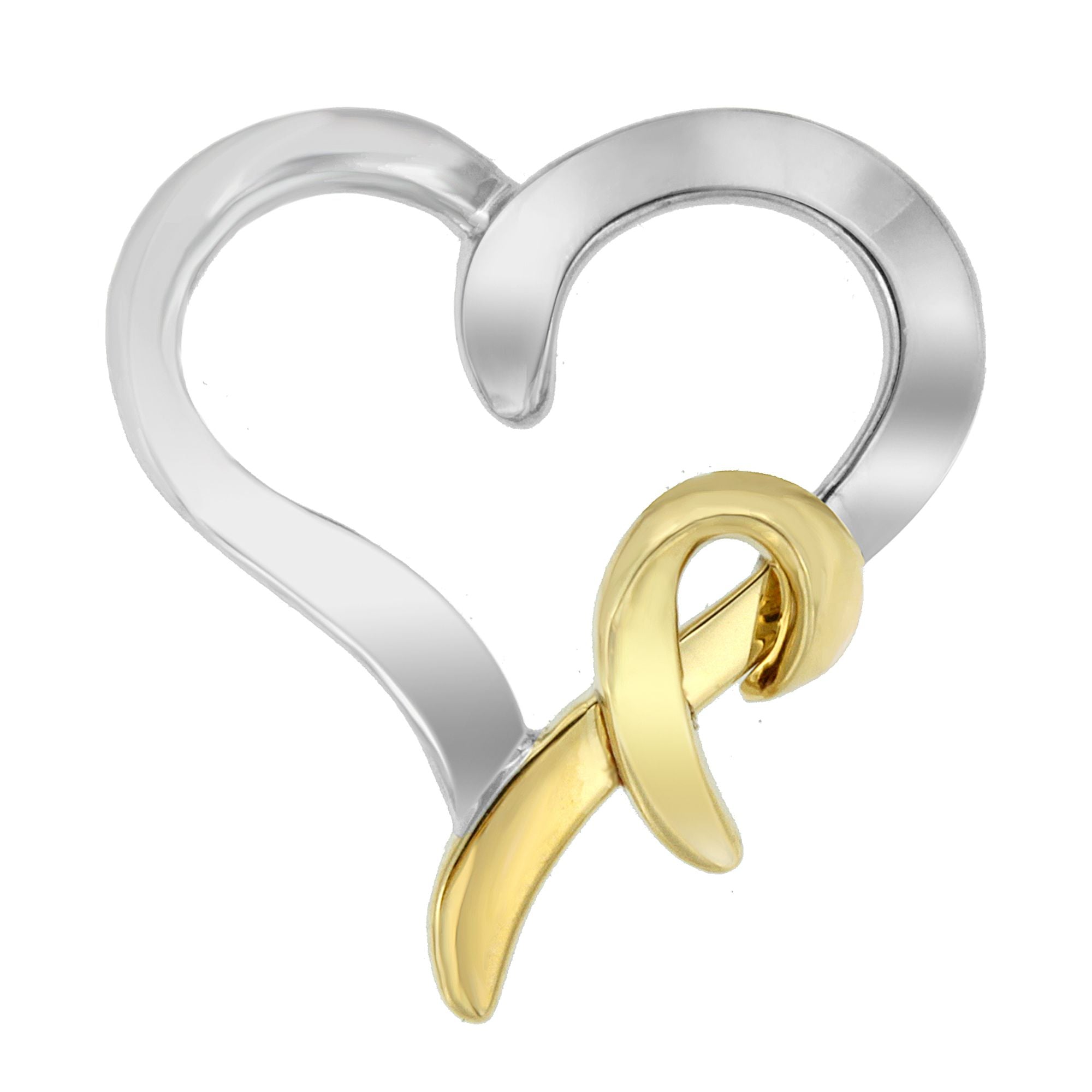 .925 Sterling Silver and 14K Yellow Gold Two-Tone Heart Shaped Pendant Necklace on sale at MyriadMart