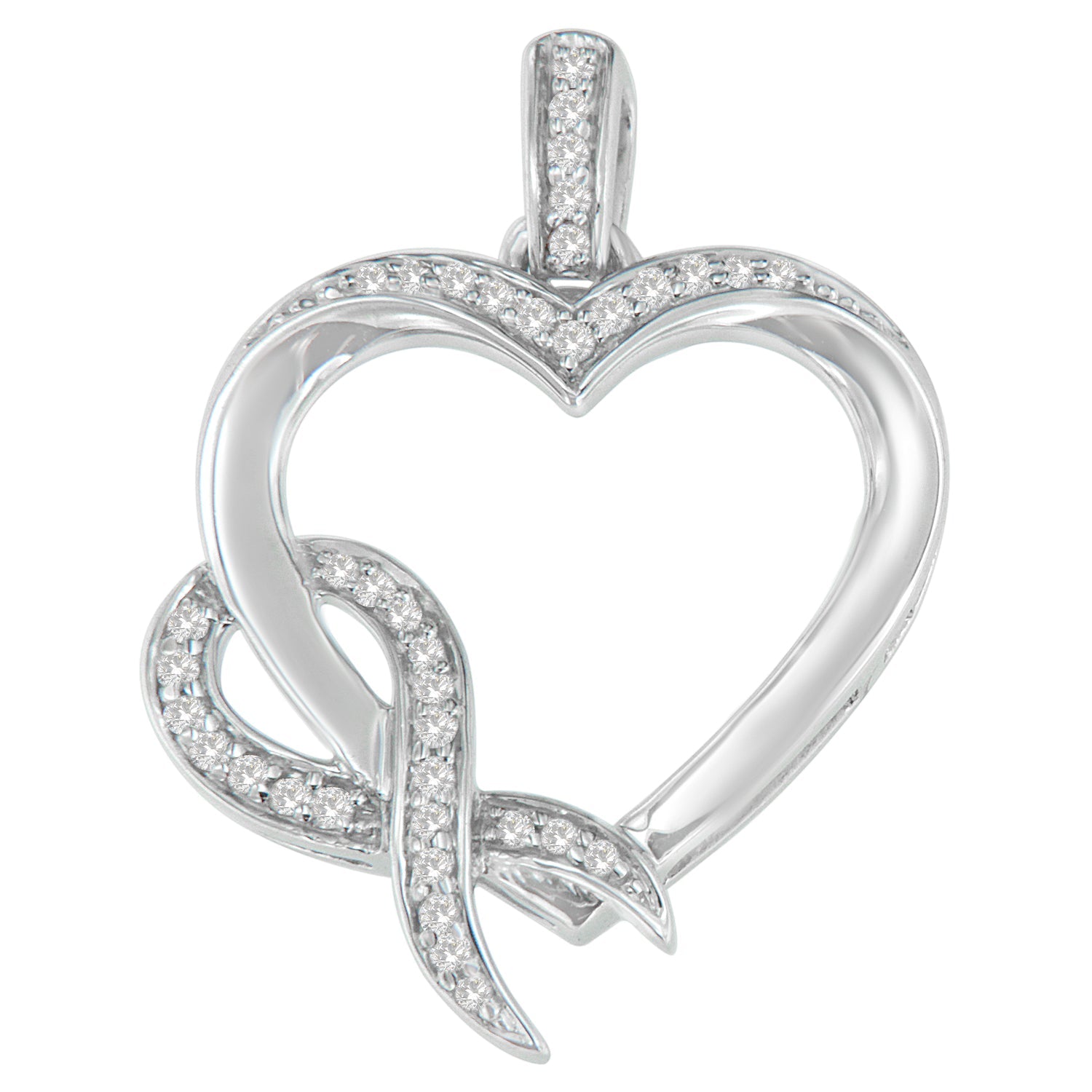 .925 Sterling Silver 1/6 cttw Diamond Heart Pendant Necklace H-I, I1-I2 on sale at MyriadMart