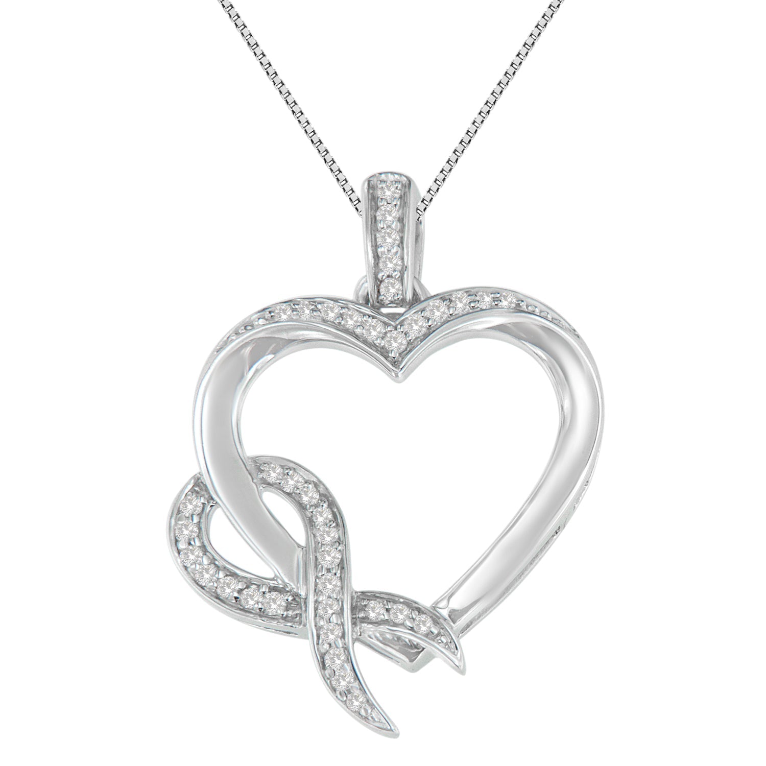 .925 Sterling Silver 1/6 cttw Diamond Heart Pendant Necklace H-I, I1-I2 on sale at MyriadMart
