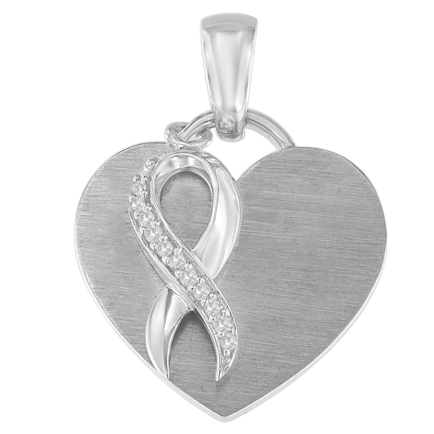 .925 Sterling Silver 1/10 cttw Diamond Heart Pendant Necklace H-I, I1-I2 on sale at MyriadMart
