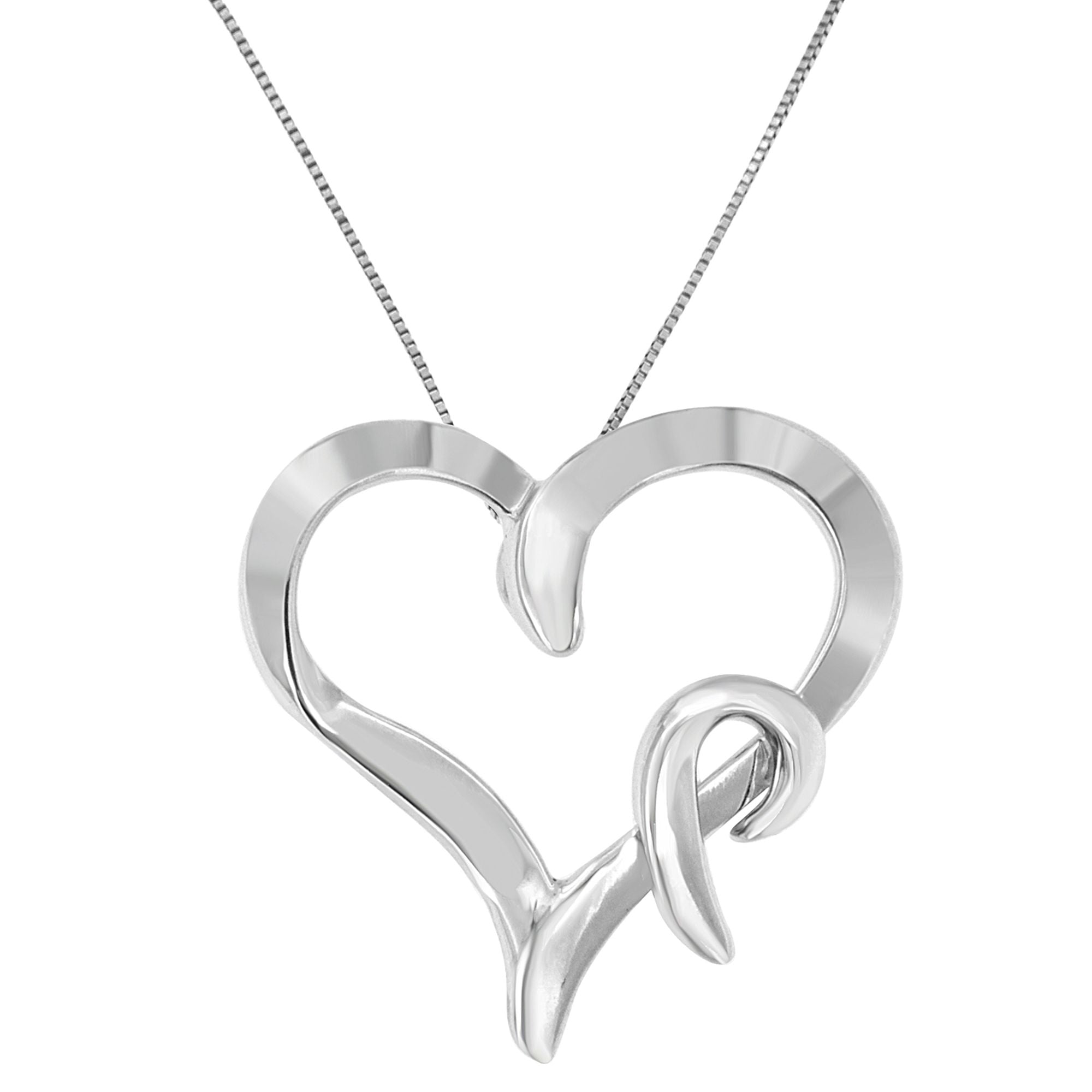 .925 Sterling Silver Heart Shaped Pendant Necklace on sale at MyriadMart