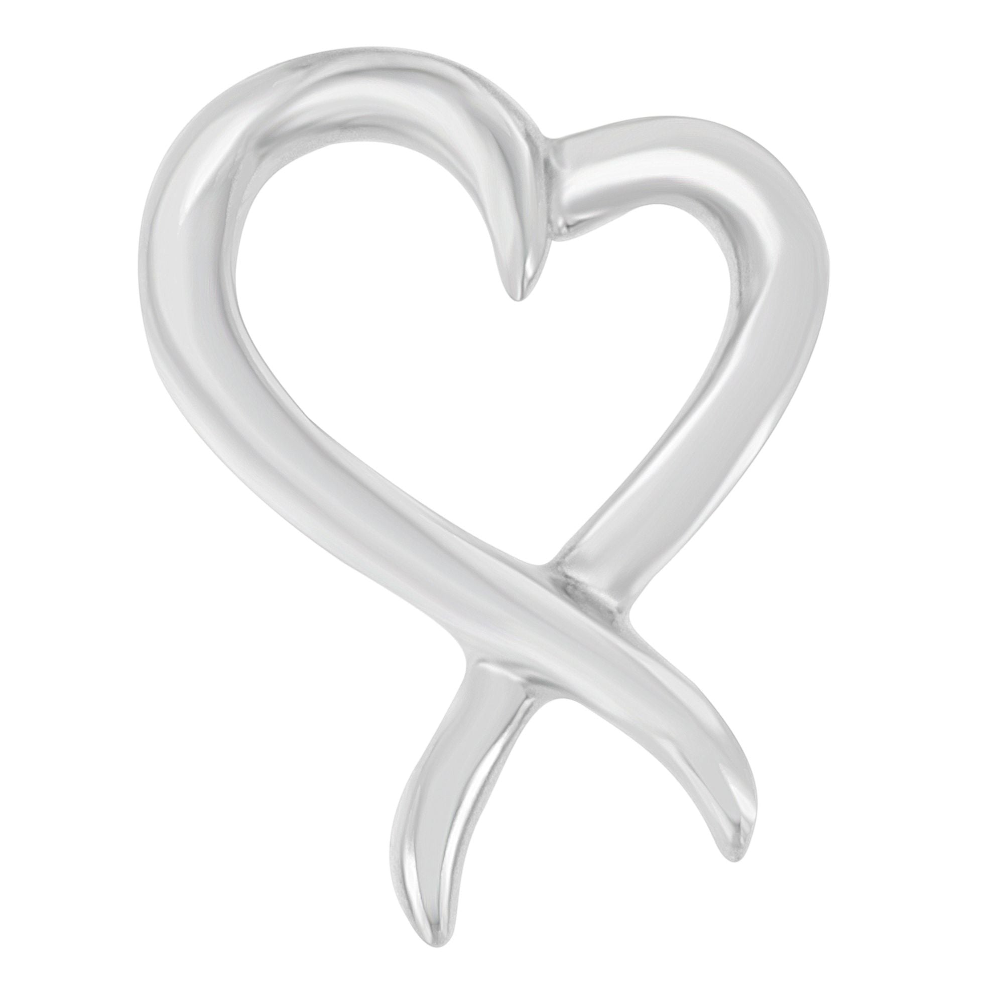 .925 Sterling Silver Open Heart-Shaped Awareness Ribbon Pendant Necklace on sale at MyriadMart