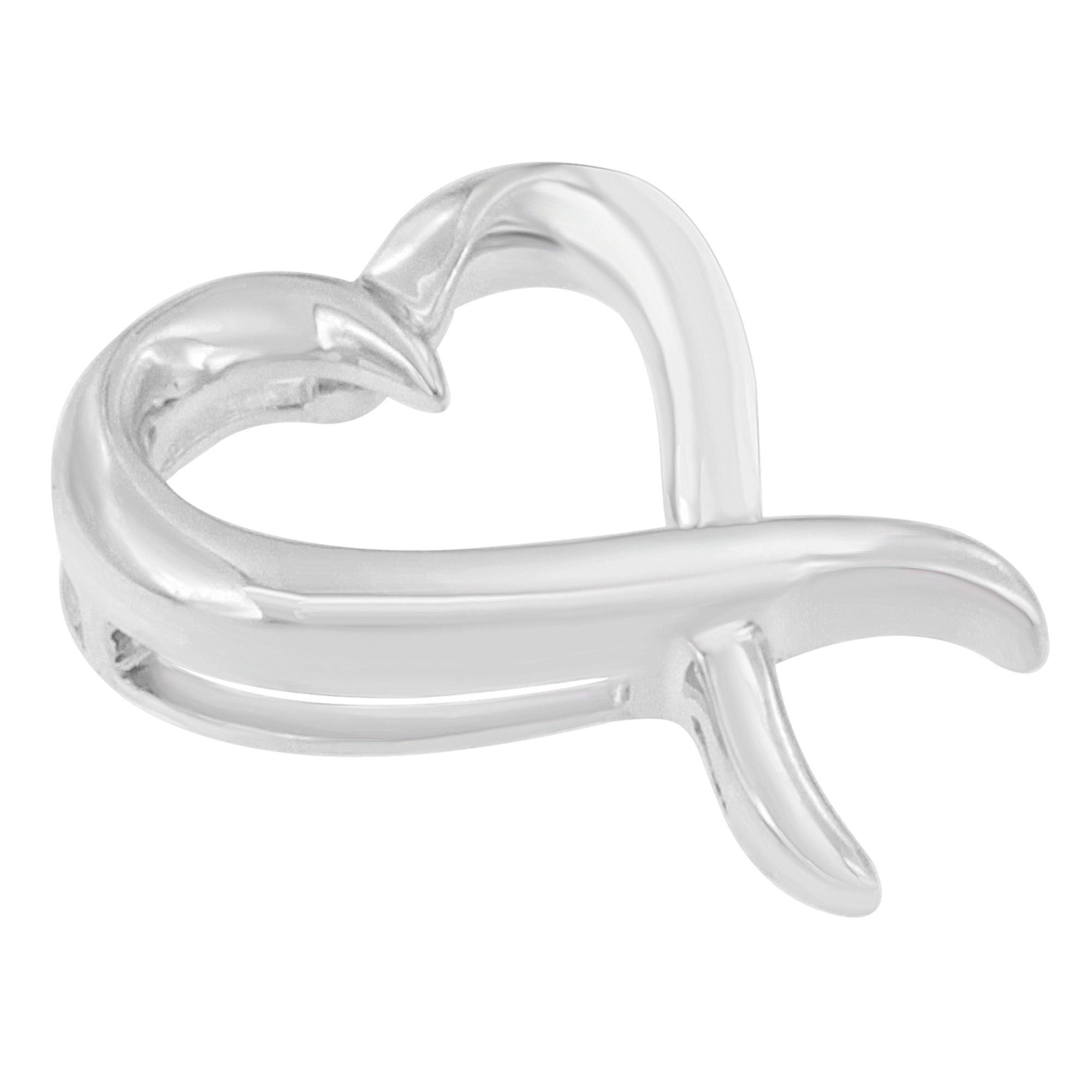 .925 Sterling Silver Open Heart-Shaped Awareness Ribbon Pendant Necklace on sale at MyriadMart