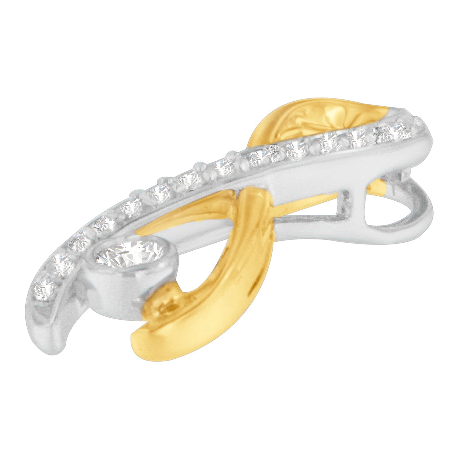 10K Two-Tone Gold 1/5 cttw Diamond Radiant Ribbon Pendant Necklace H-I, I1-I2 on sale at MyriadMart