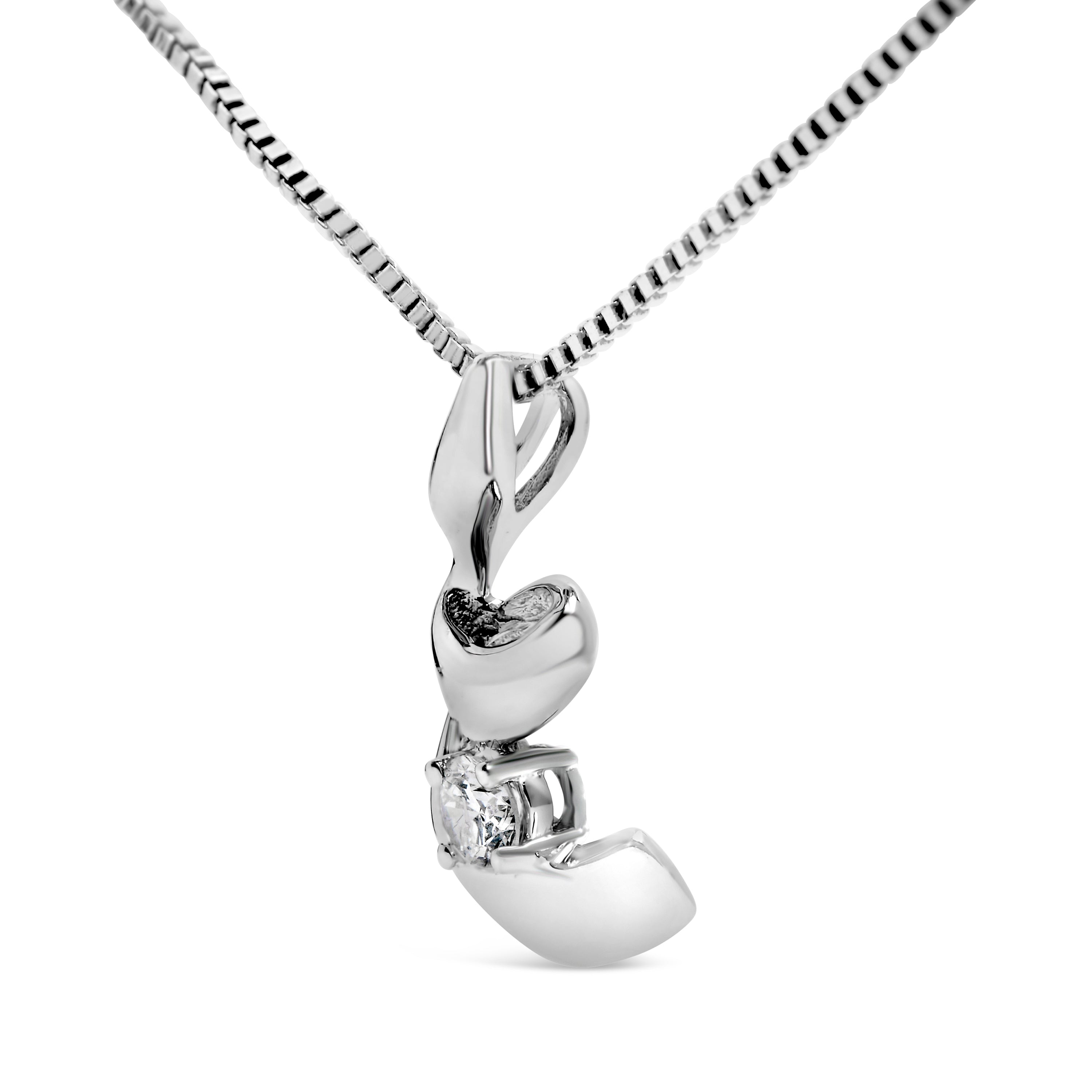10K White Gold 1/10 Cttw Diamond Solitaire Spiral 18" Pendant Necklace I-J Color, I2-I3 Clarity on sale at MyriadMart