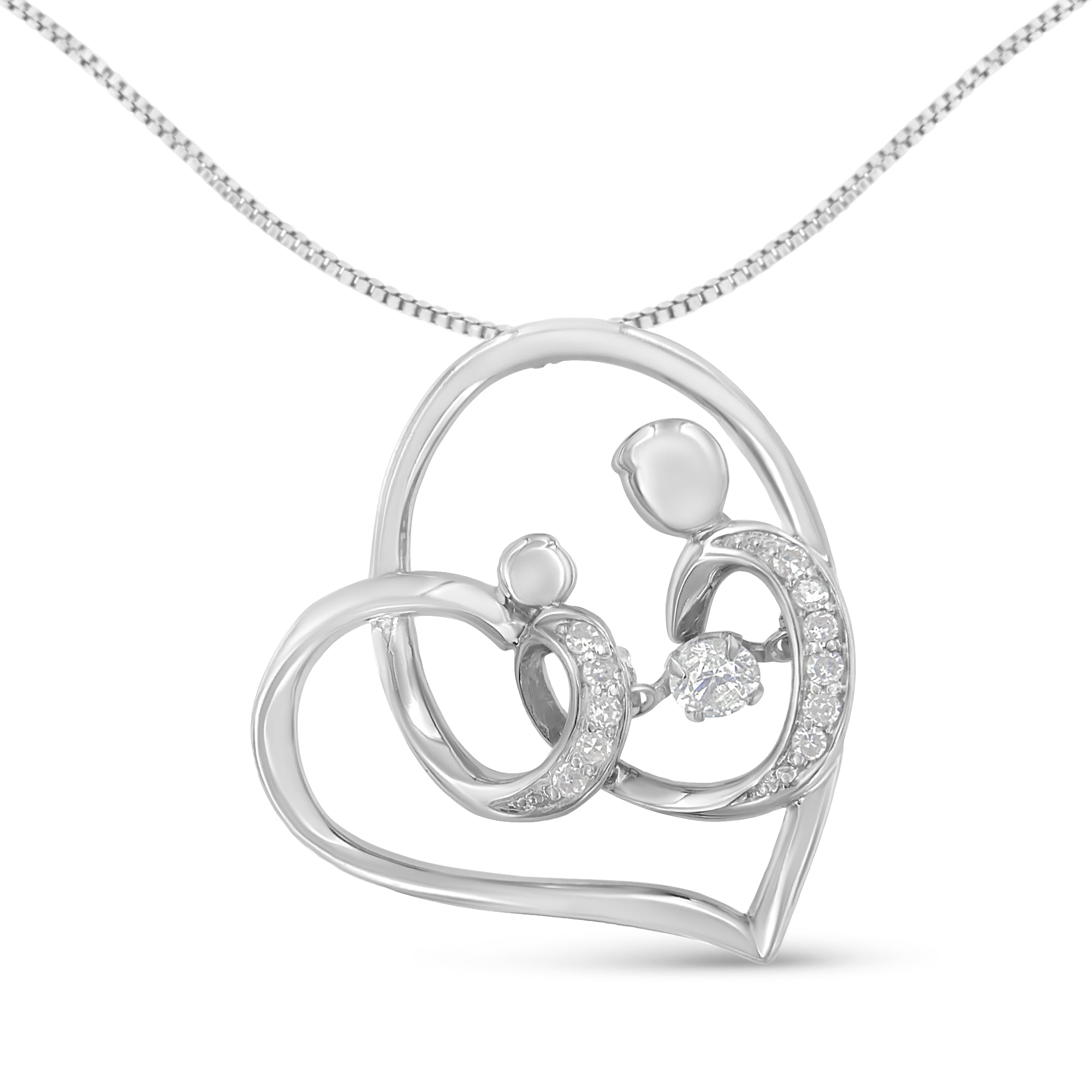 .925 Sterling Silver 1/6 cttw Diamond Heart Pendant Necklace H-I, I1-I2 on sale at MyriadMart