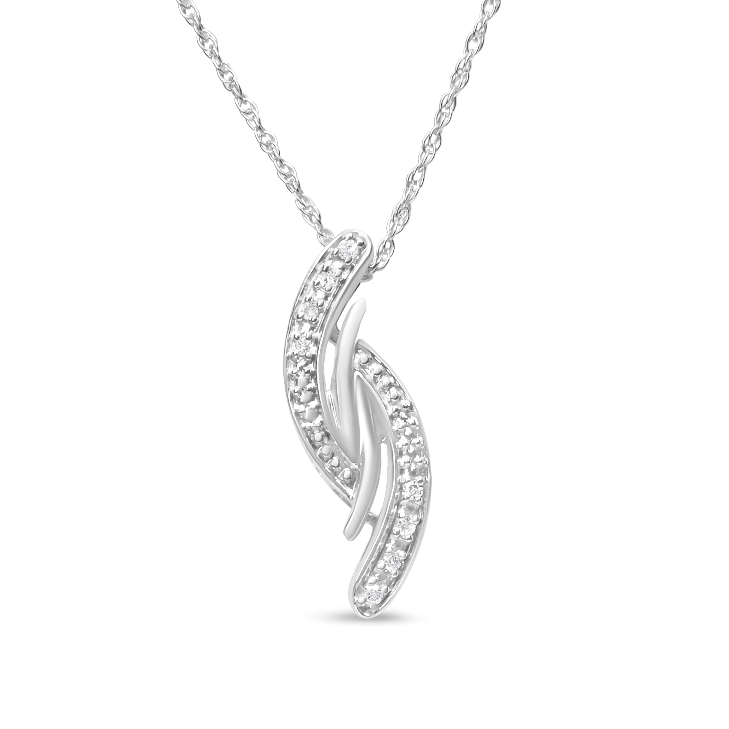 .925 Sterling Silver Diamond Accent Bypass Curve 18" Pendant Necklace I-J Color, I3 Clarity on sale at MyriadMart