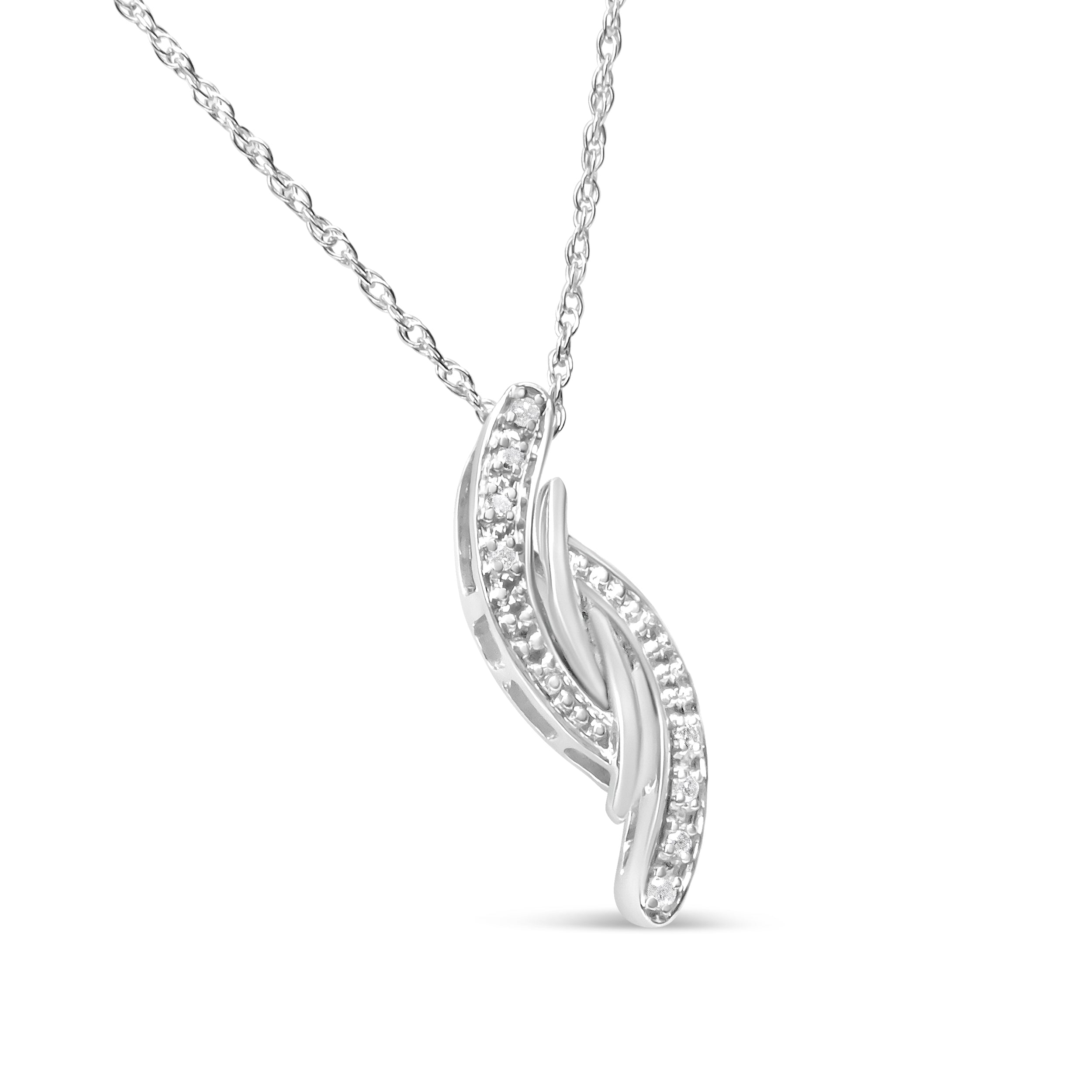 .925 Sterling Silver Diamond Accent Bypass Curve 18" Pendant Necklace I-J Color, I3 Clarity on sale at MyriadMart
