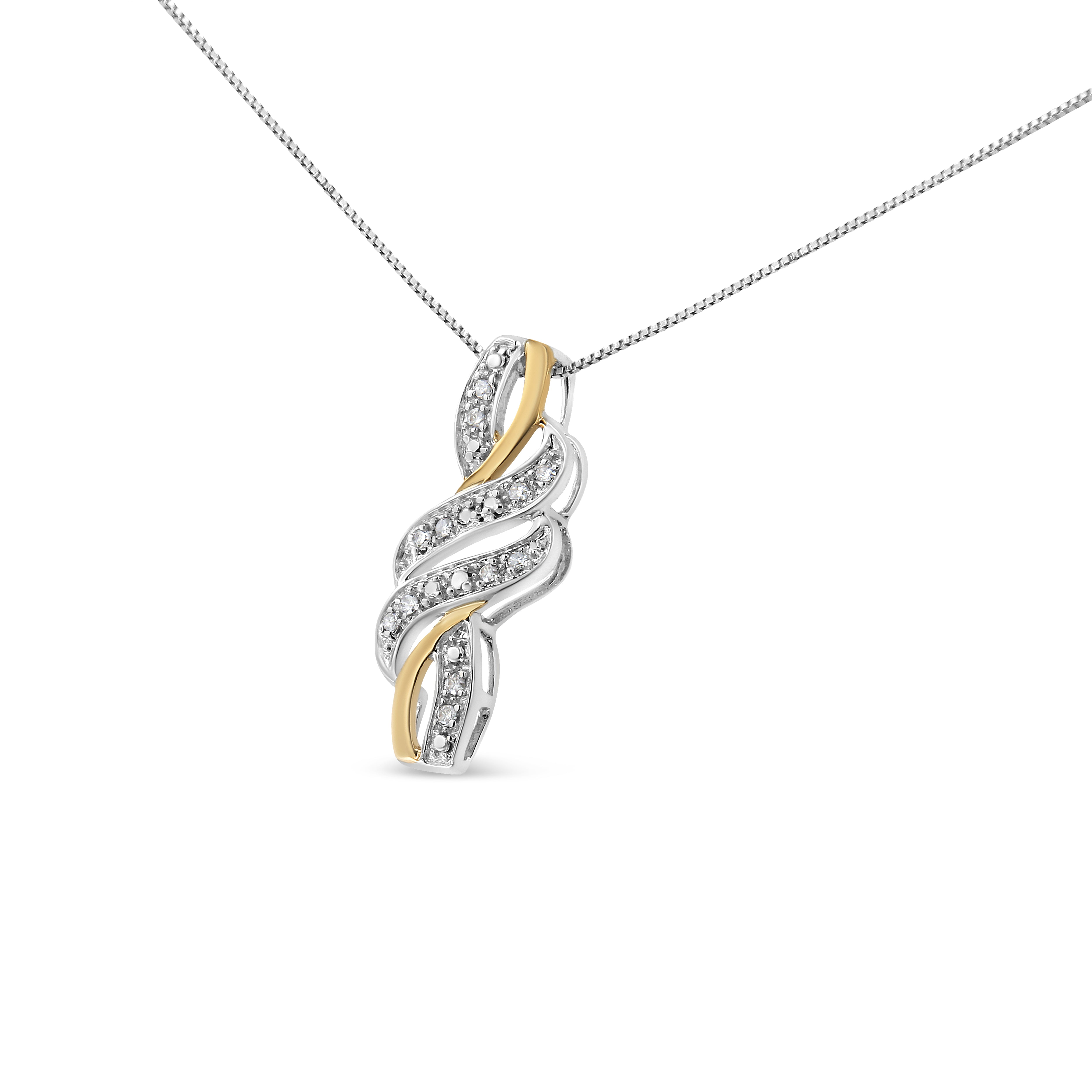 10K Yellow Gold Plated .925 Sterling Silver 1/20 cttw Round Cut Diamond Swirl Pendant Necklace H-I Color, I2-I3 Clarity on sale at MyriadMart