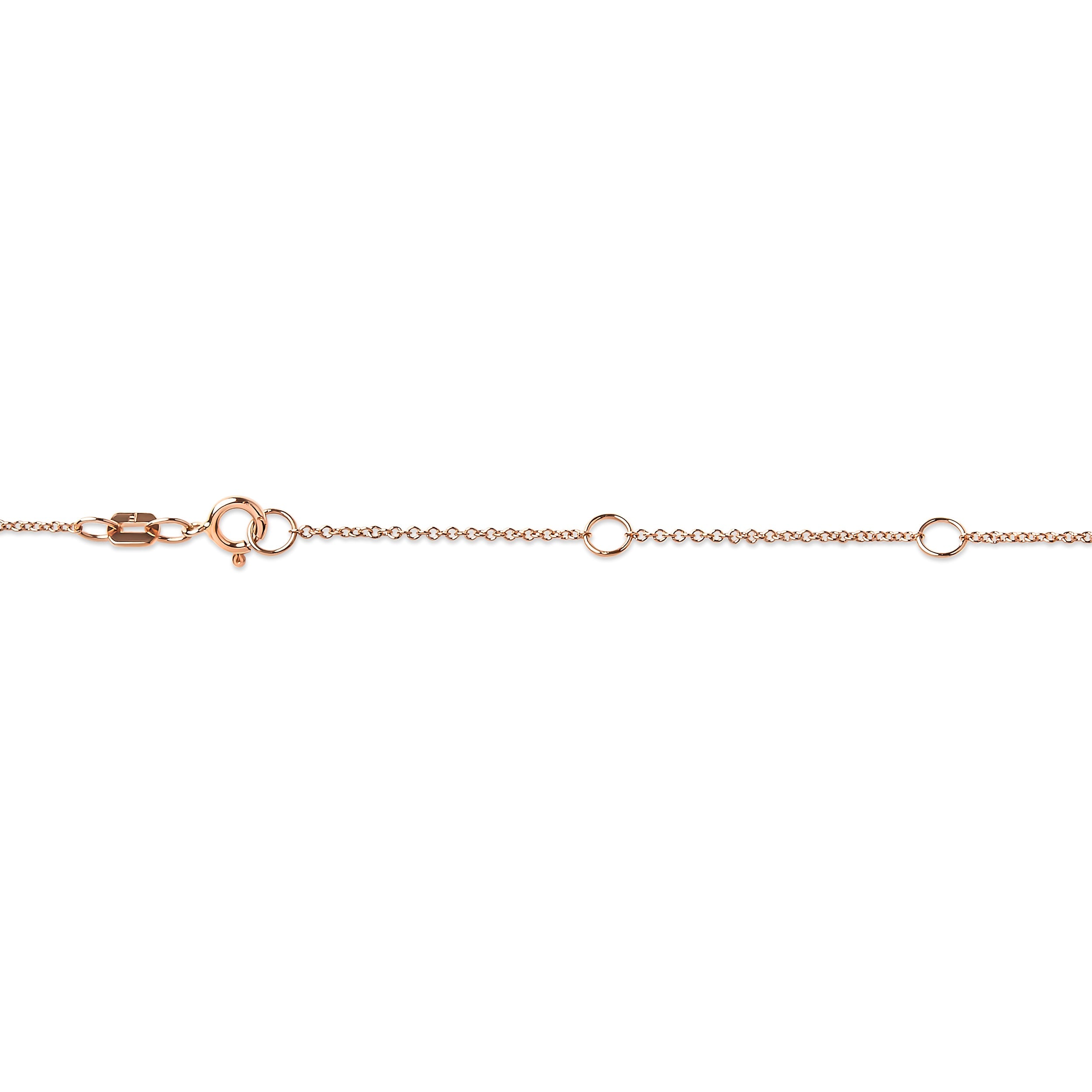 10K Rose Gold 1/5 Carat Round Brilliant-Cut Diamond Modern Bezel-Set Solitaire 16"-18" Pendant Necklace H-I Color, SI2-I1 Clarity on sale at MyriadMart