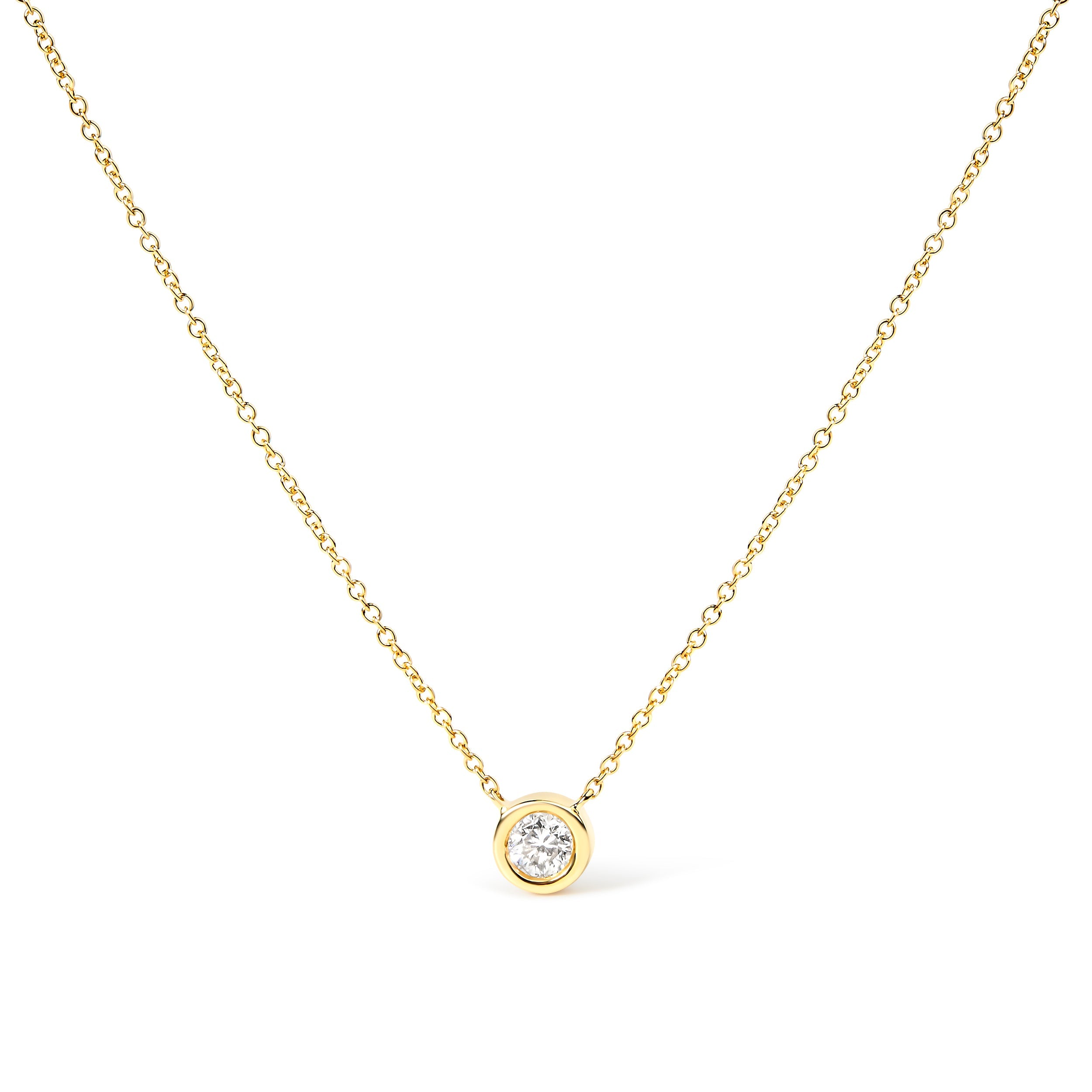 2 Micron 14K Rose Gold Plated Sterling Silver Bezel-Set Diamond Solitaire Pendant Necklace 1/3 cttw, H-I Color, I1-I2 Clarity on sale at MyriadMart