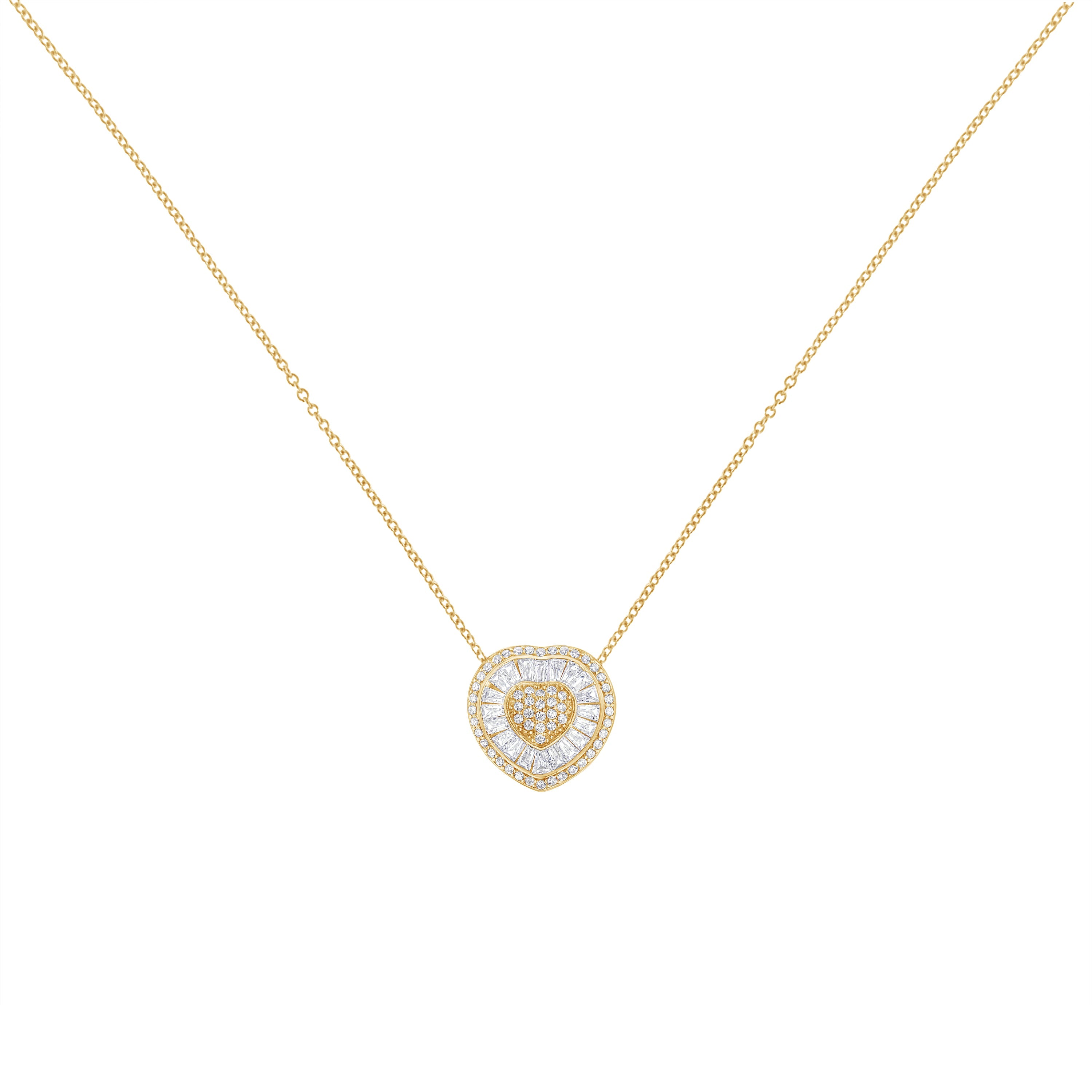 10KT Yellow Gold Diamond Heart Pendant Necklace 1/2 cttw, H-I Color, I1-I2 Clarity on sale at MyriadMart