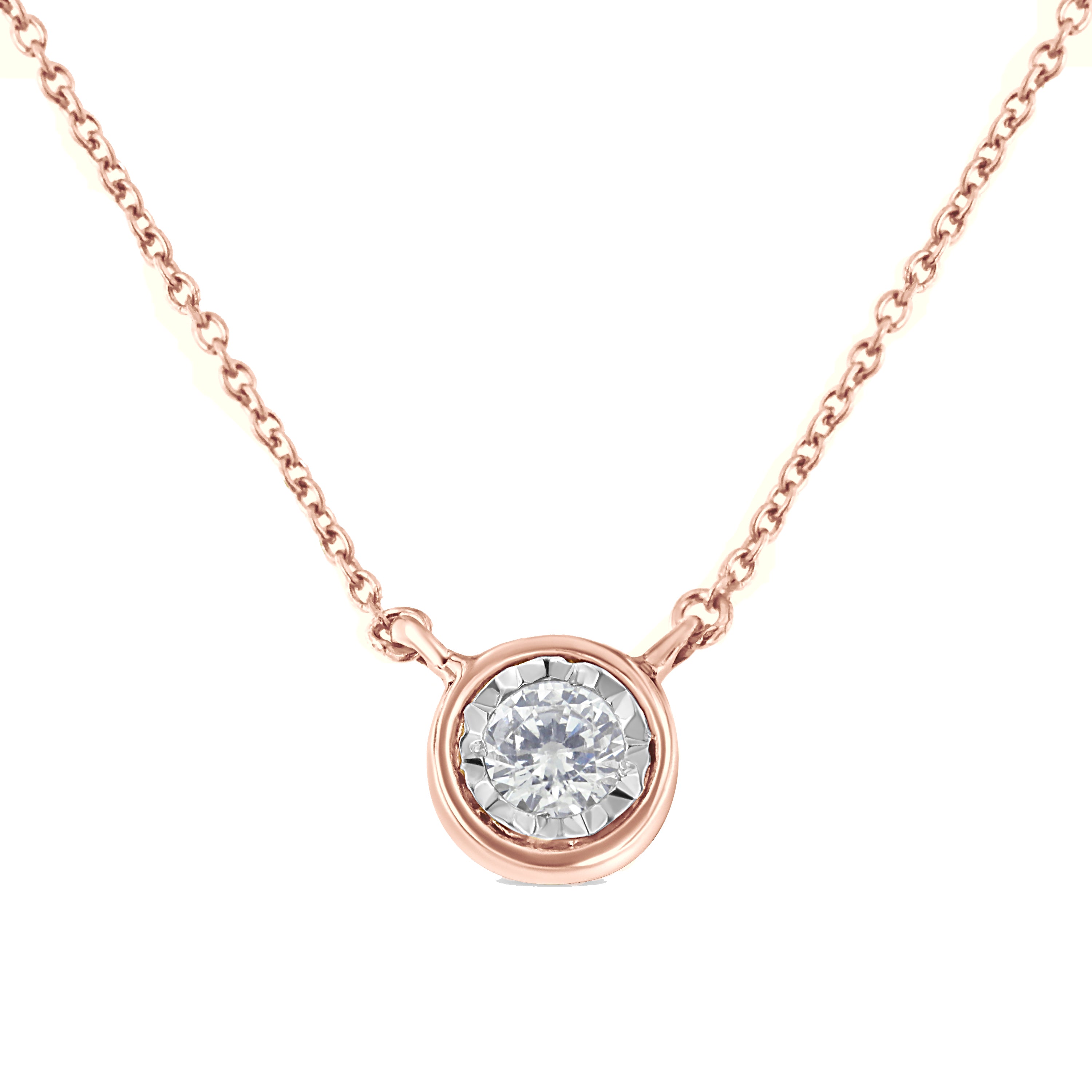 10K Yellow Gold 1/4 Cttw Round Brilliant-Cut Diamond Modern Bezel-Set Solitaire Pendant Necklace J-K Color, I2-I3 Clarity - 16" with 2" Extender on sale at MyriadMart
