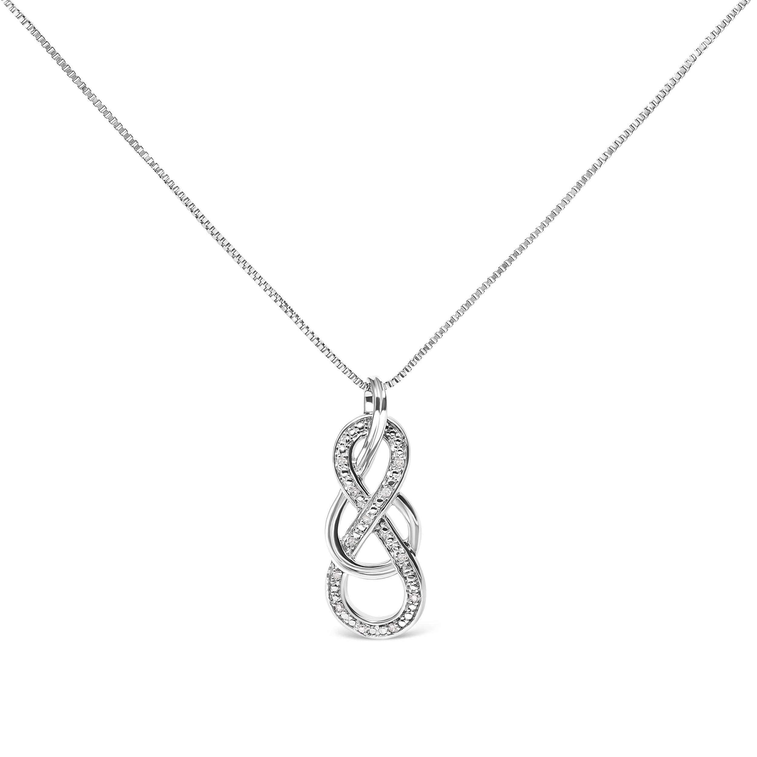 925 Sterling Silver Diamond Accent Interlocking Infinity Pendant Necklace H-I Color, I2-I3 Clarity - 18" Inches on sale at MyriadMart