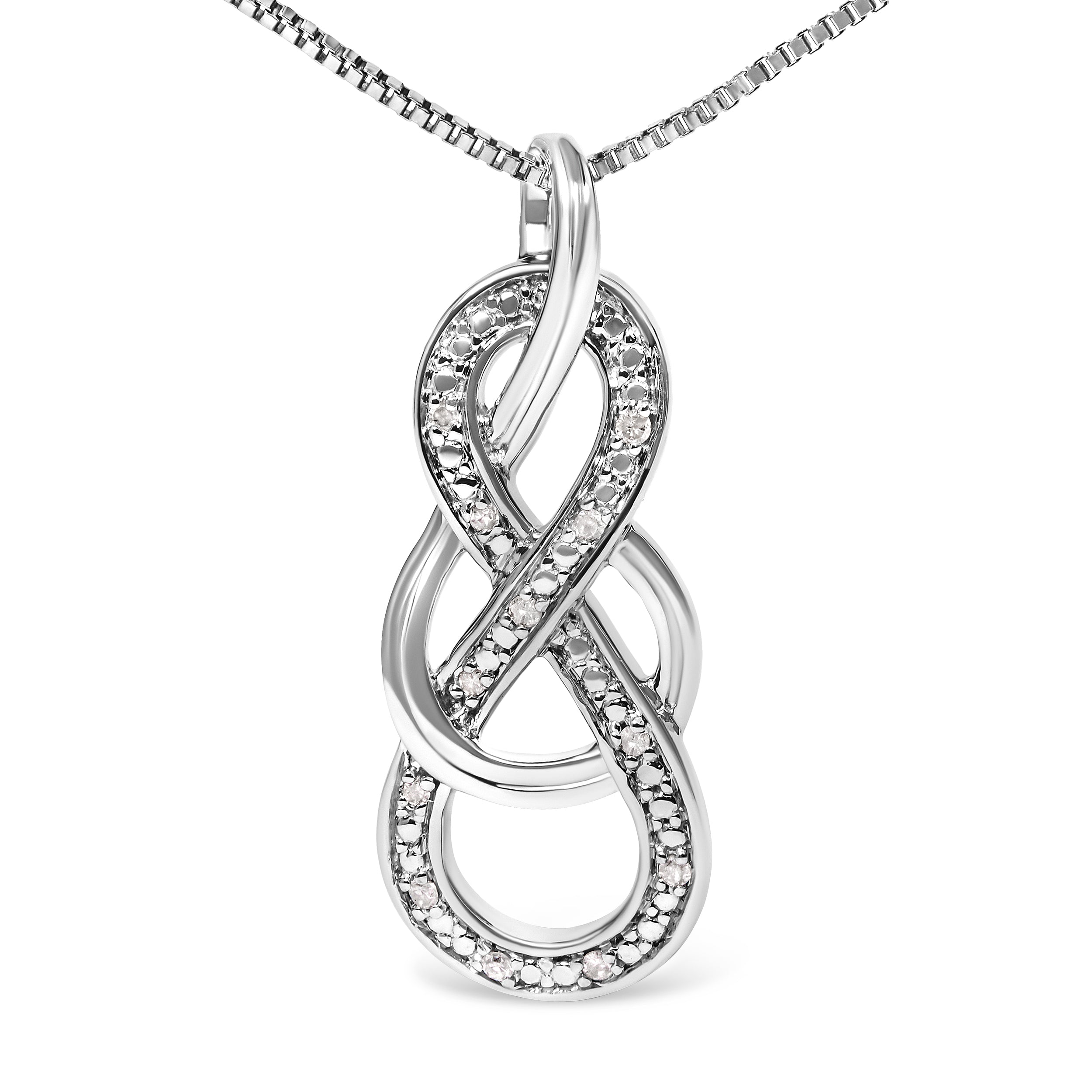 925 Sterling Silver Diamond Accent Interlocking Infinity Pendant Necklace H-I Color, I2-I3 Clarity - 18" Inches on sale at MyriadMart