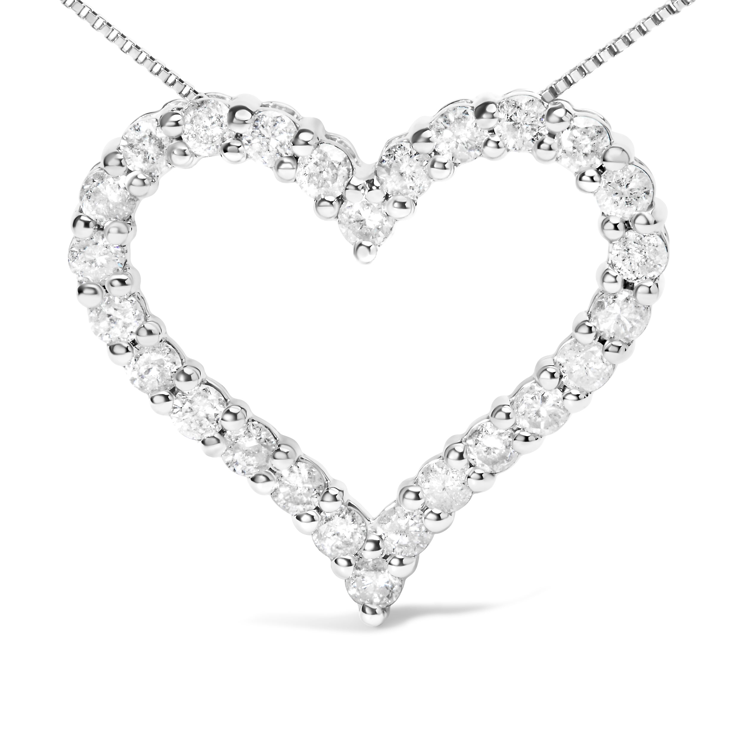 .925 Sterling Silver 2.0 Cttw Diamond Open Heart 18" Pendant Necklace I-J Color, I2-I3 Clarity on sale at MyriadMart