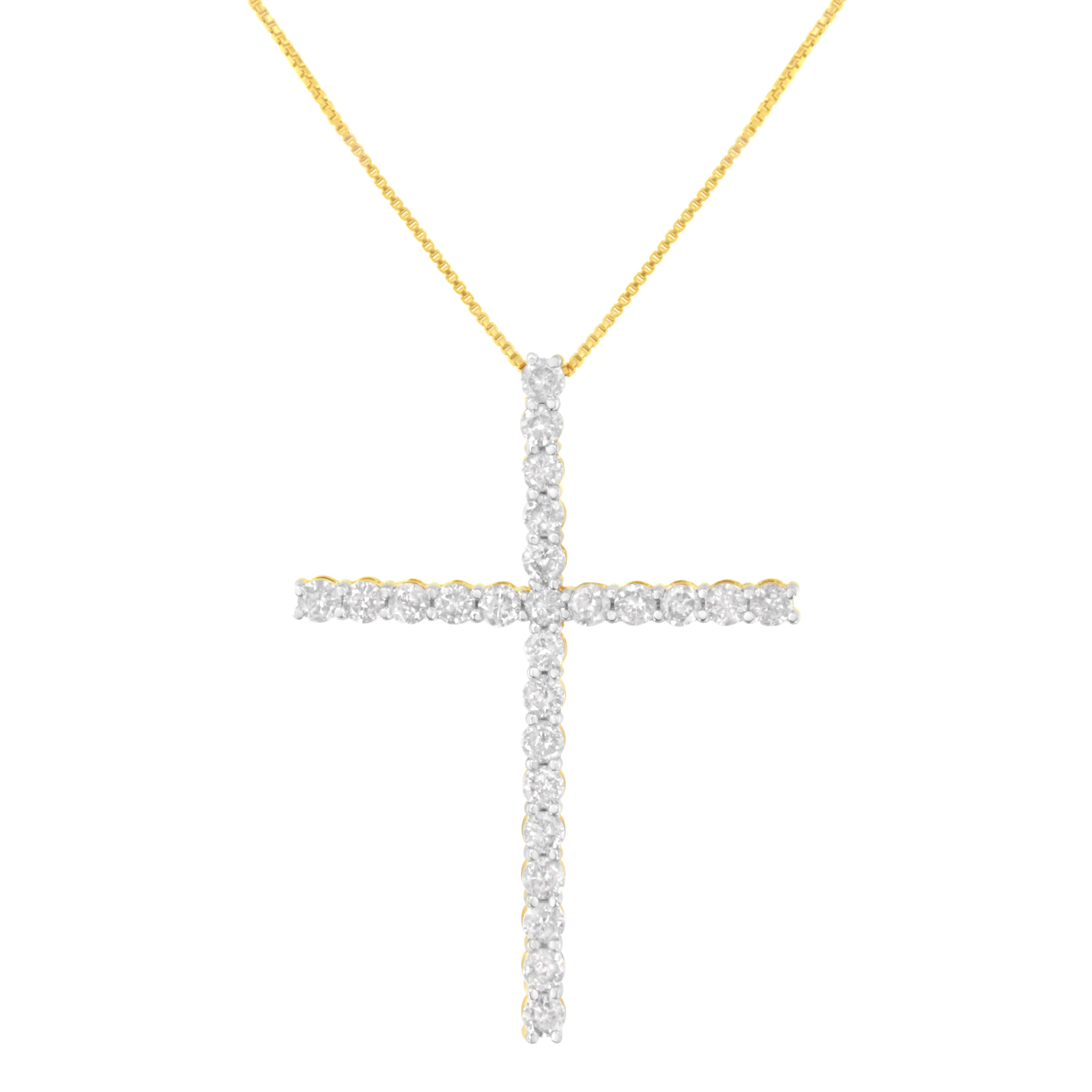 .925 Sterling Silver 3.0 Cttw Round Shape Diamond 1-1/2" Cross Pendant with Box Chain Necklace I-J Color, I2-I3 Clarity - 18" on sale at MyriadMart