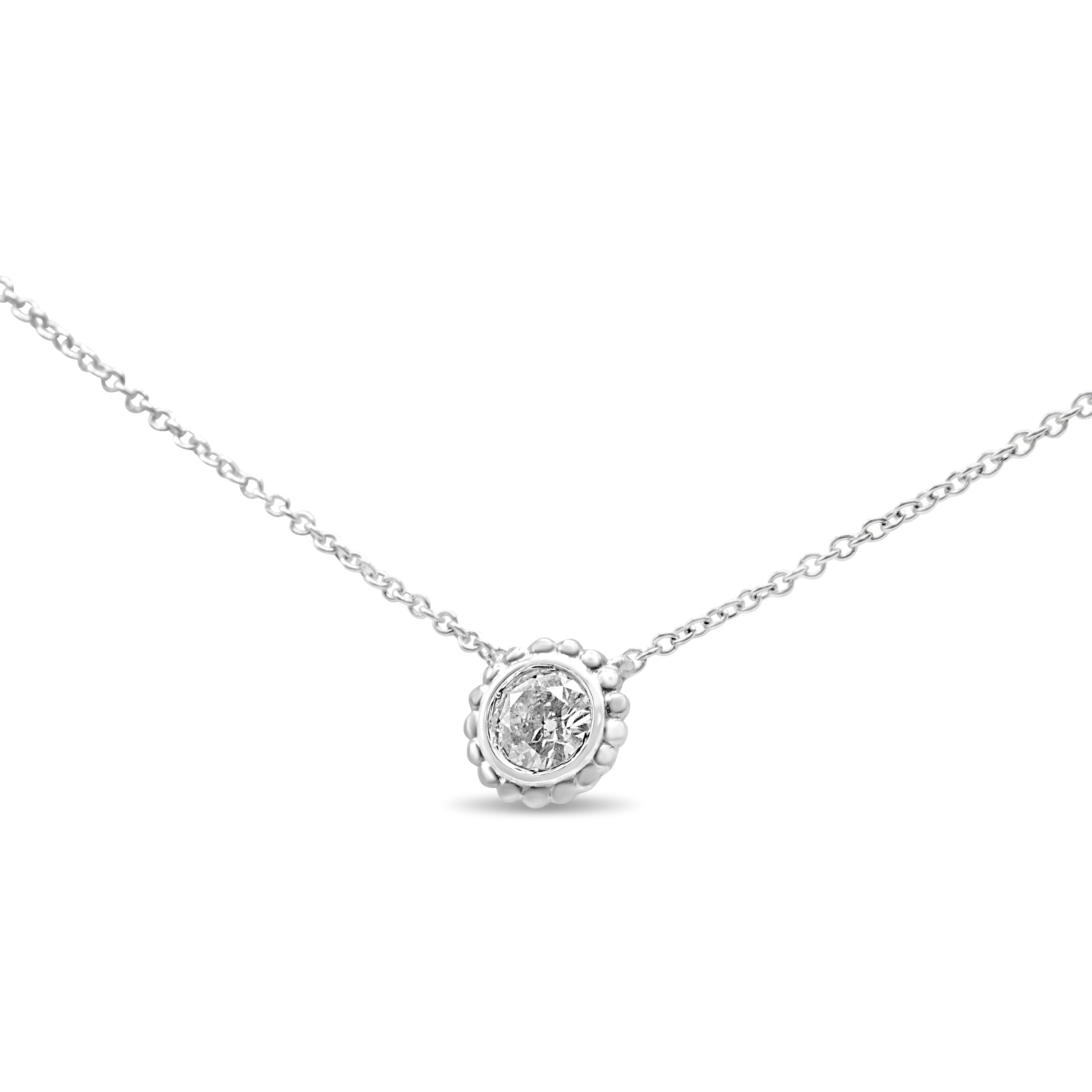 10K White Gold 1/4 Cttw Bezel-Set Round Diamond Solitaire Floral Pendant 18" Necklace I-J Color, SI2-I1 Clarity on sale at MyriadMart