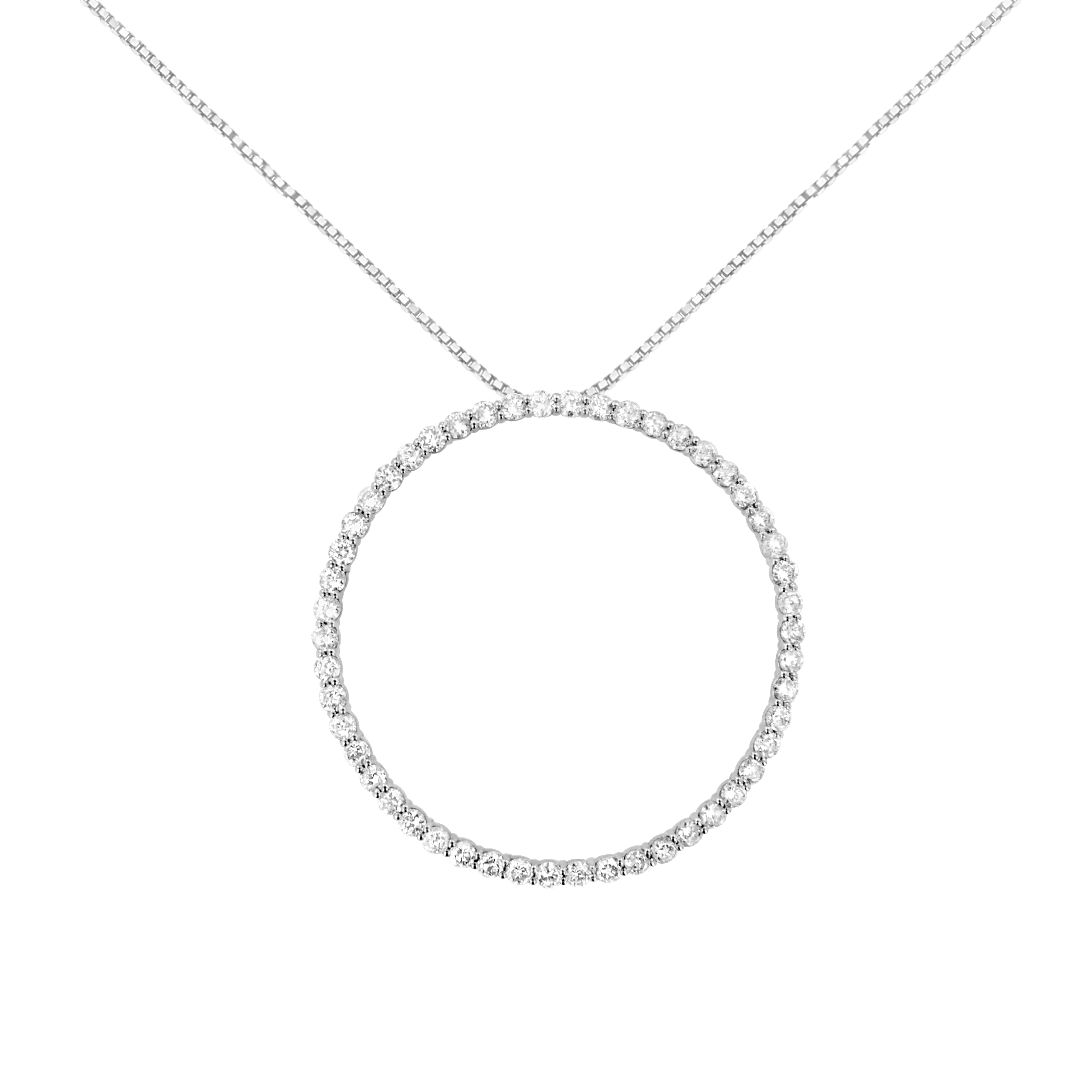 .925 Sterling Silver 4 cttw Prong Set, Round-Cut Diamond Open Circle Hoop 18" Pendant Necklace J-K Color, I1-I2 Clarity on sale at MyriadMart